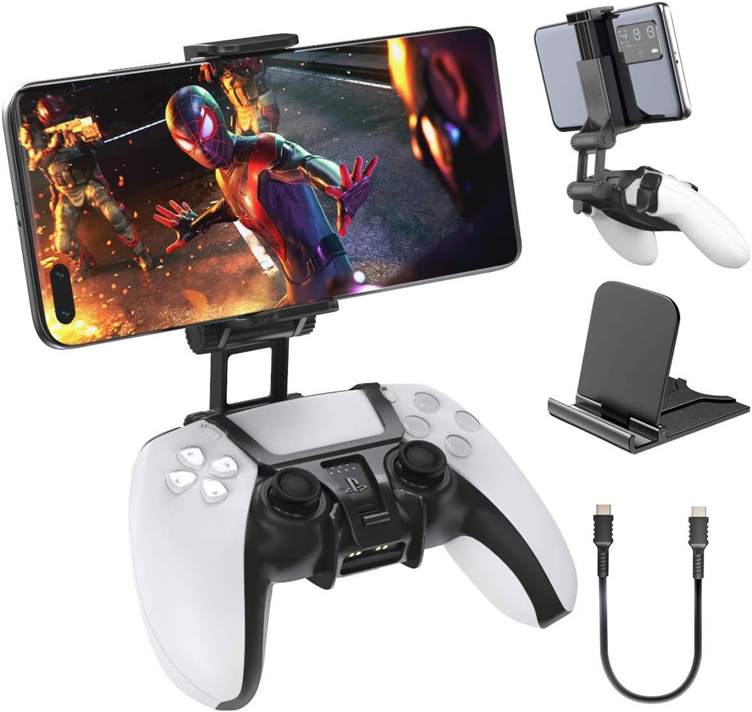 PS5 OIVO Controller en mobiele telefoonhouder, clip houder met verstelbare klem voor Sony PlayStation 5