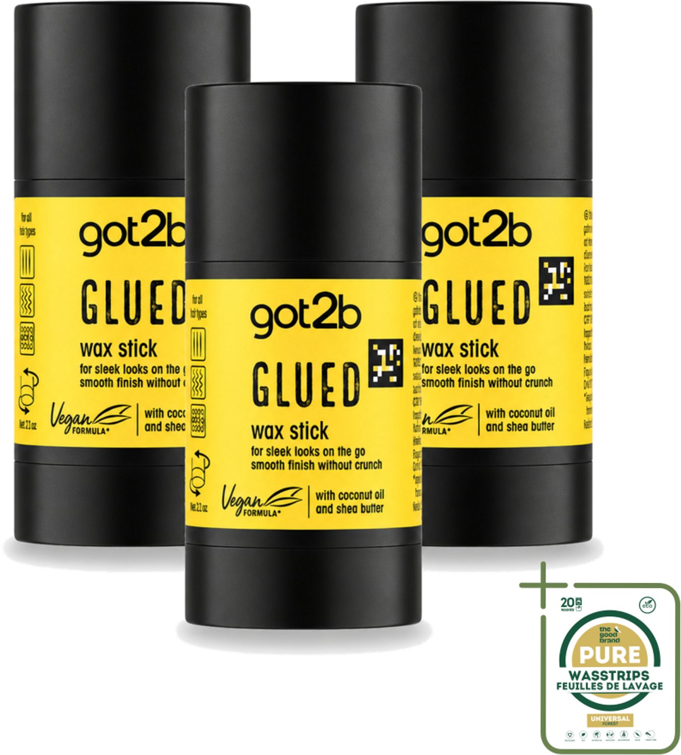 3 x Got2B - Wax Stick - Glued - 50 g - Haarkleur - Haartype - Haargele - Strak Haar - Fixatie