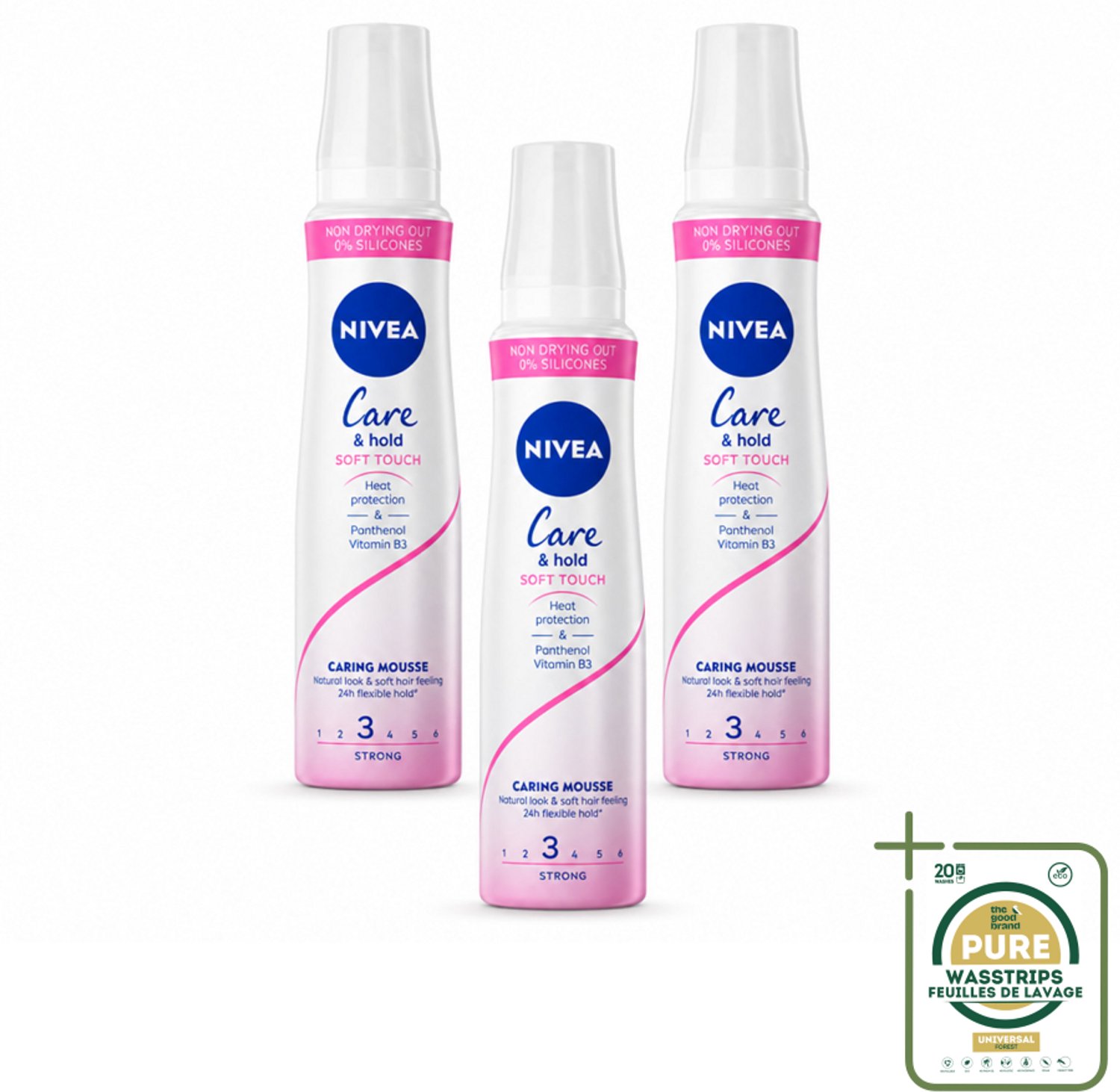 3 x NIVEA - Haarschuim - Verzorging & Stevigheid Zachte Aanzet - 24 Uur Lang Bescherming - 250 ml - Haarmousse - Haarverzorging - Haarfixatie - Panthenol - Vitamine B3