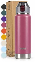 VANN® RVS Drinkfles met rietje 750 ML voor volwassenen - Bidon met rietje - sportfles 24 uur koud/12 uur warm - Wild Orchid - VANN ACTIVATE BOTTLE