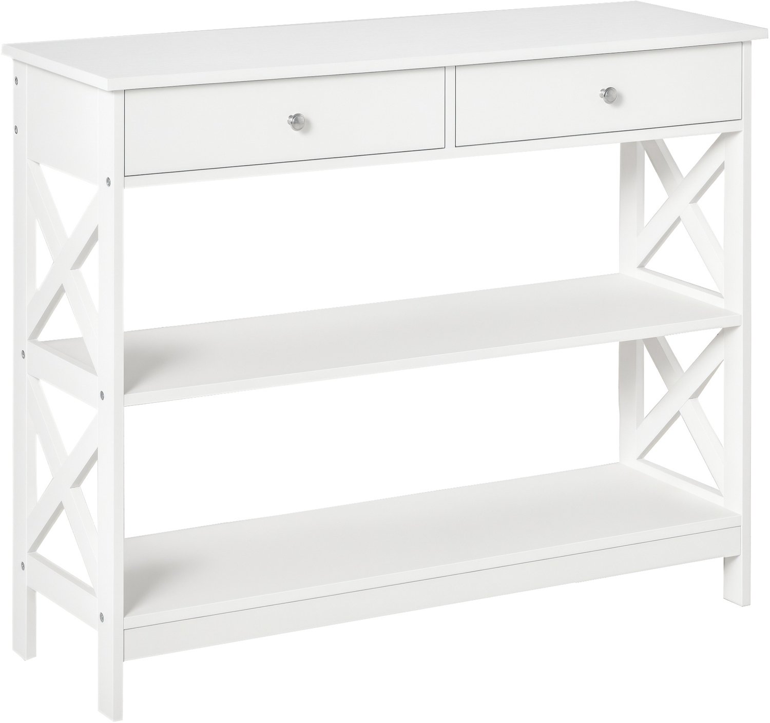 HOMCOM-Consoletafel-Hout-100x30,5x80cm-Wit