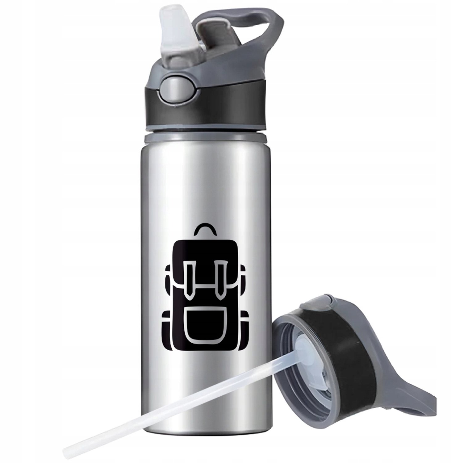 Sport Bidon 650ml Aluminium met Rietje en Handvat - Ideaal voor Outdoor & Fitness