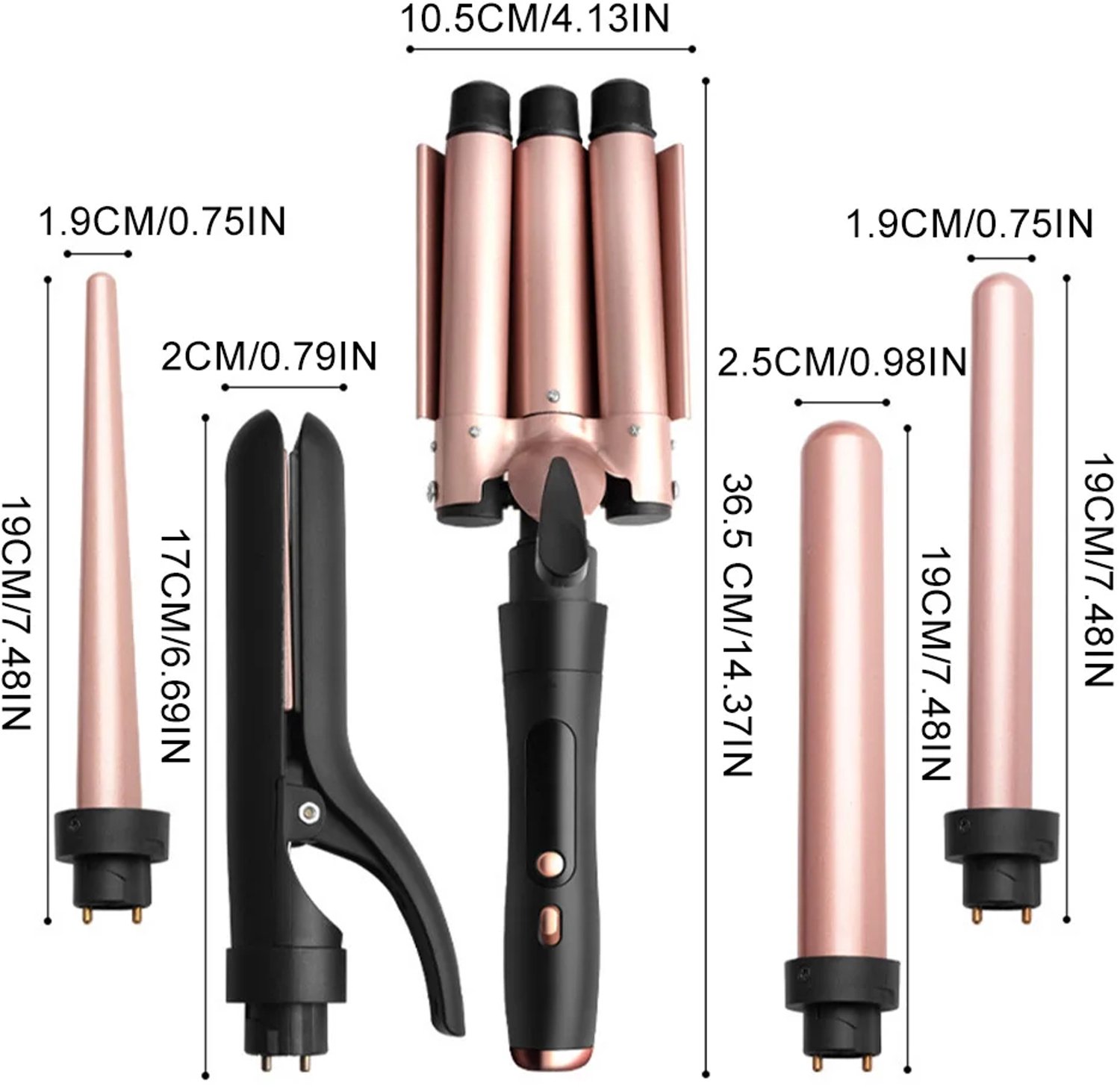 krultangset - haarstyler - krultang 5 in 1 - haarstyling set - multifunctionele krultang - haar krullen - hair waver - Verschillende opzetstukken voor verschillende krulstijlen