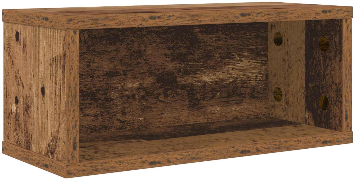 Image of vidaXL - CD - Opslagrek - Oud - hout - 40 - x - 17 - x - 17 - cm - Bewerkt - hout