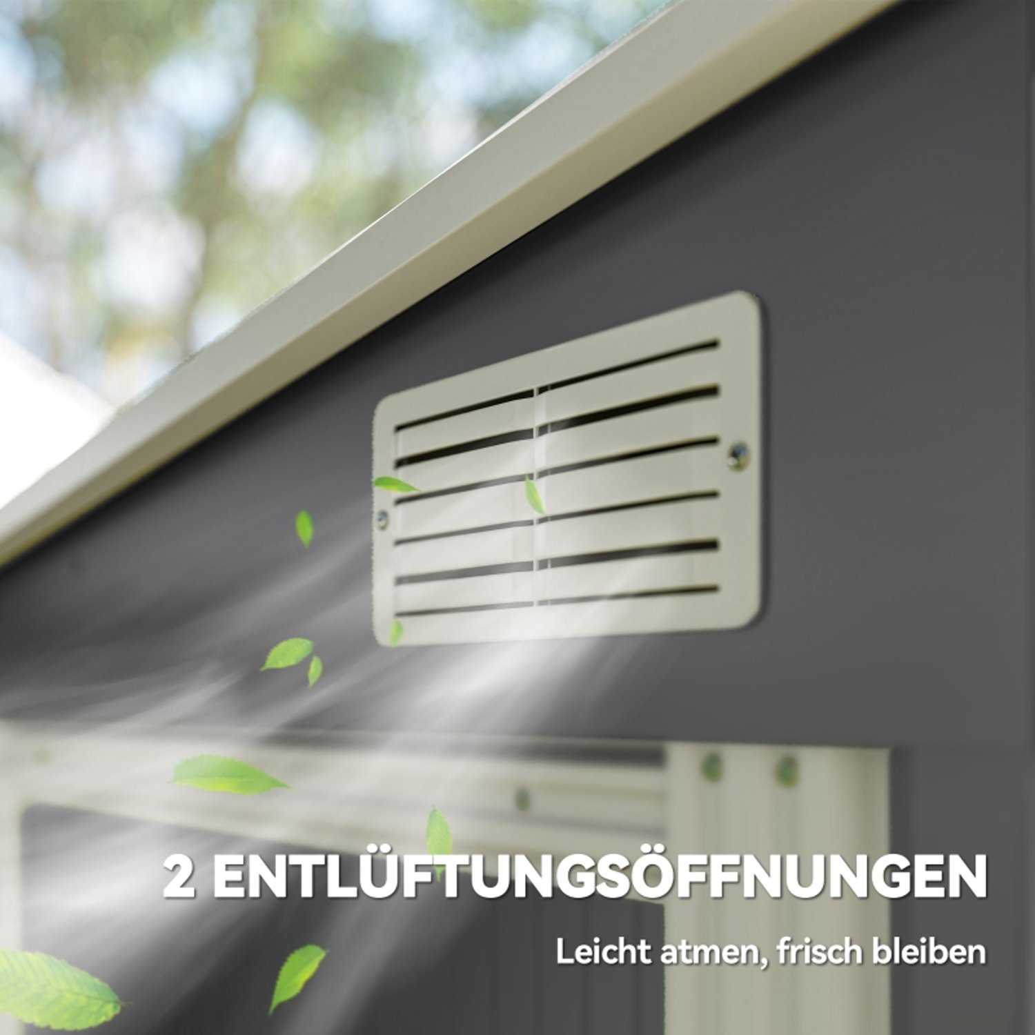 WUVRIE - Metalen gereedschapsschuur 154 x 206,5 x 181 cm - Schuifdeur en verstelbare planken - Donkergrijs