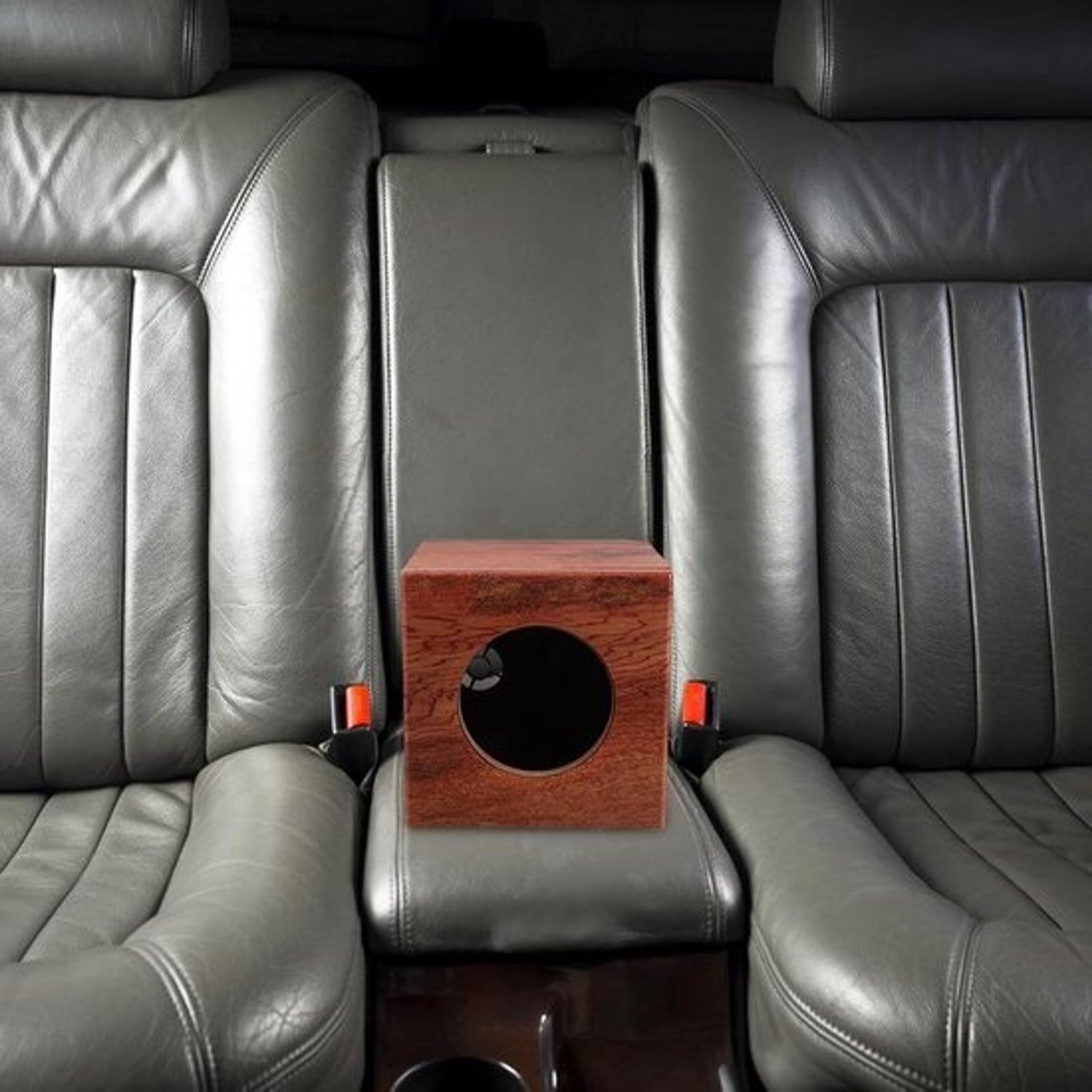 Houten subwooferbehuizing - audiokist - auto-geluid verbeteren - gestreept design - 168 cm - khaki