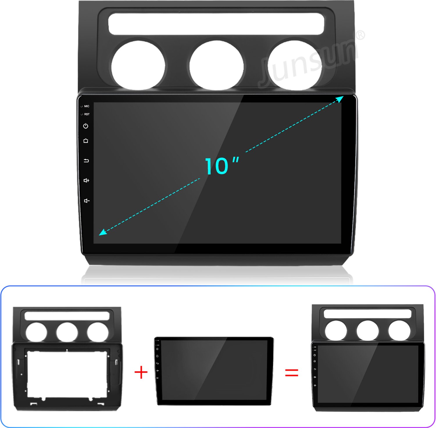 Junsun Android 15 Autoradio Geschikt voor VW Touran 1T1/1T2/1T3 (2003-2010) - Draadloze CarPlay & Andriod Auto - GPS-navigatiesysteem - Bluetooth - Stuurwielbediening - WiFi - 10-inch Touchscreen - RDS - USB