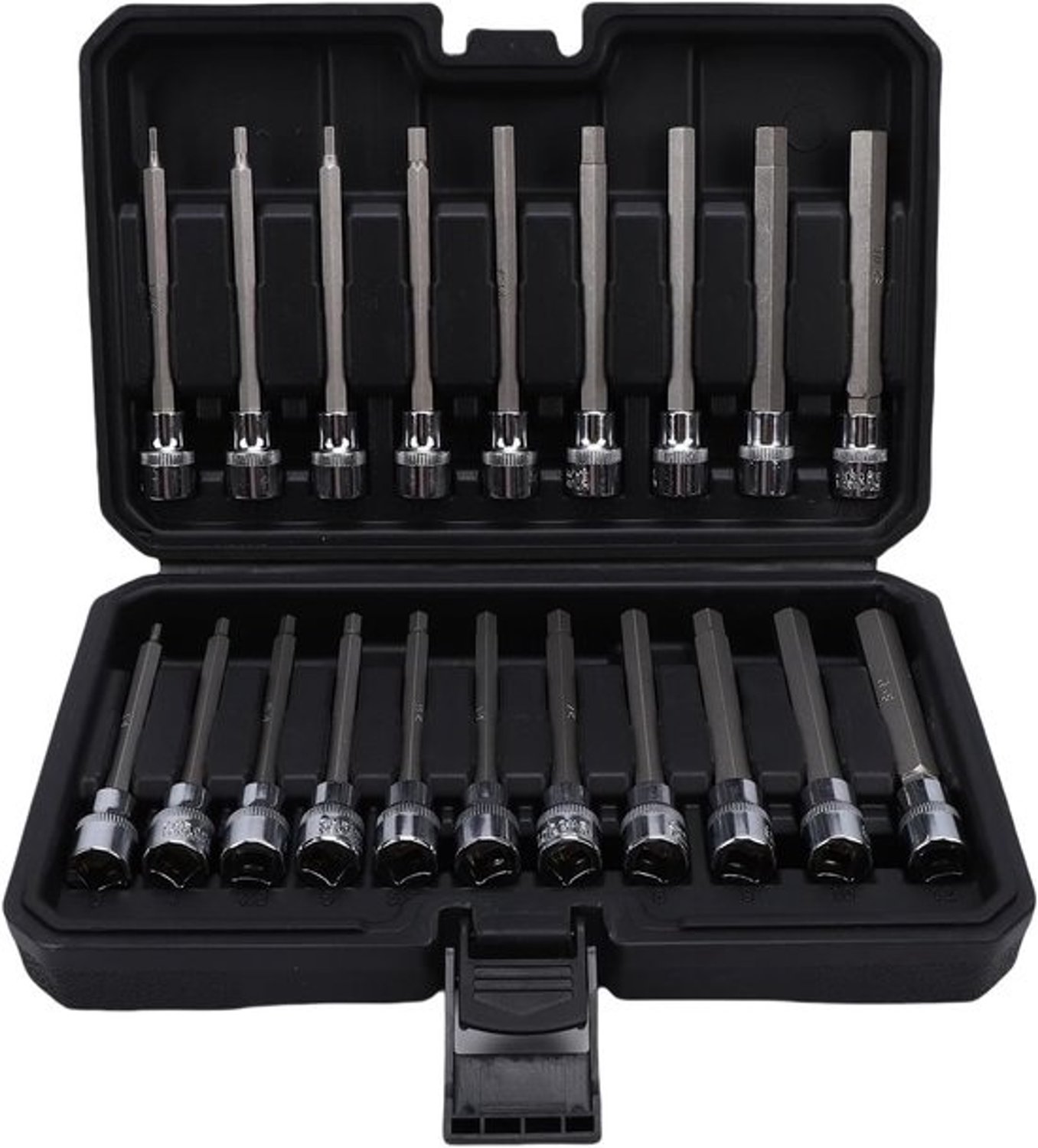 Zeskantbitdoppenset - Lange doppenset - Machinereparatie - Extra lange bits - Metrisch - SAE