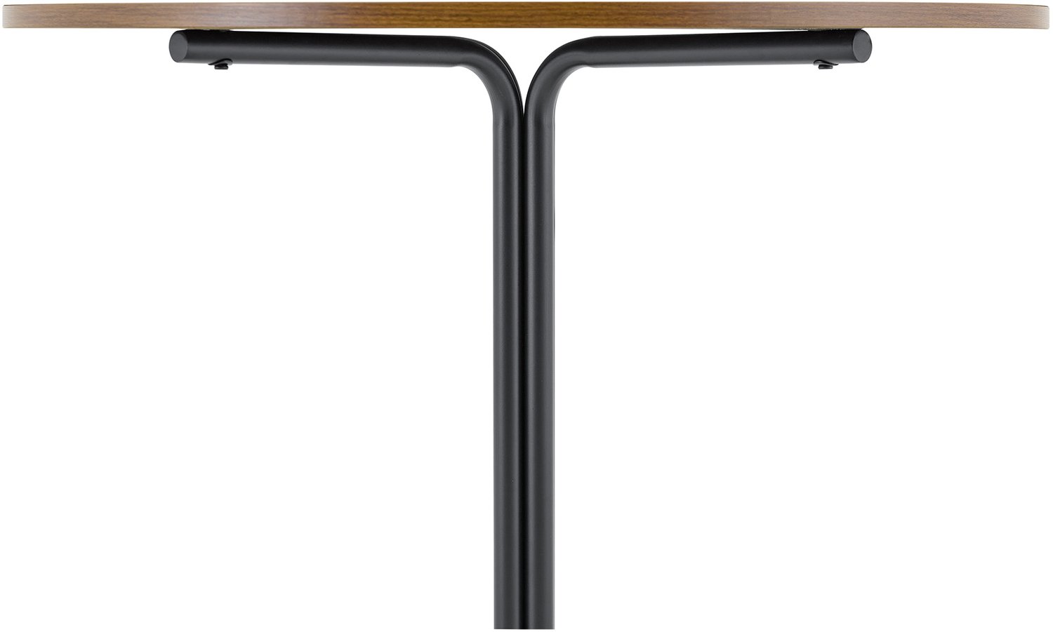 HAUSS SPOLE Ronde Bijzettafel Met Walnootlook En Zwart Metalen Driepootonderstel Voor Woonkamer Slaapkamer Balkon Of Thuiskantoor 85 x 85 x 76 Cm
