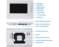 Video Deurbelset 7 Inch Bekabeld - Nachtzicht Voor Buiten - 480p Resolutie - ABS Kunststof - Voor Thuis En Kantoor — afbeelding 3