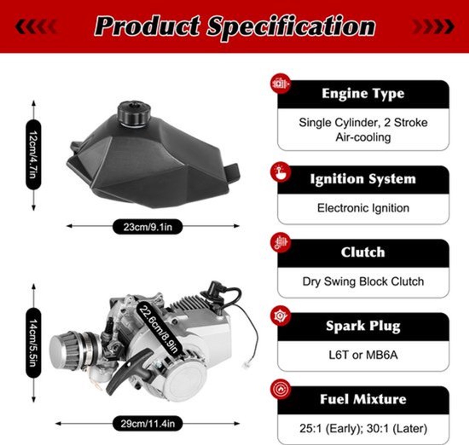 Fietsmotor Kit 49,85CC 1,2L Brandstoftank - 1,9 kW Vermogen - Aluminium - 2-takt Motor - Voor Fietsen
