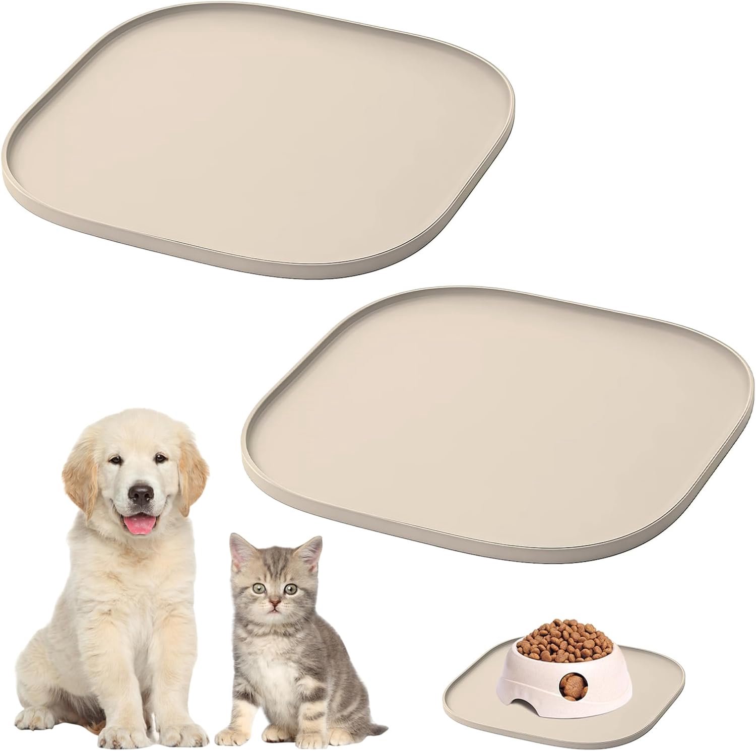 Famanu - Futtermatten Set - Voorkom vervuiling en schuiven - Waterafstotend en antislip - 26 x 26 cm