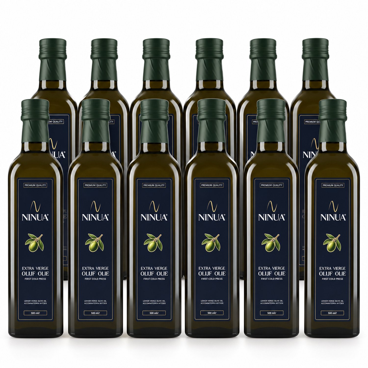 Ninua Extra Vergine Olijfolie – 12 x 500 ml – Koudgeperst – Koroneiki – Griekse Olijfolie