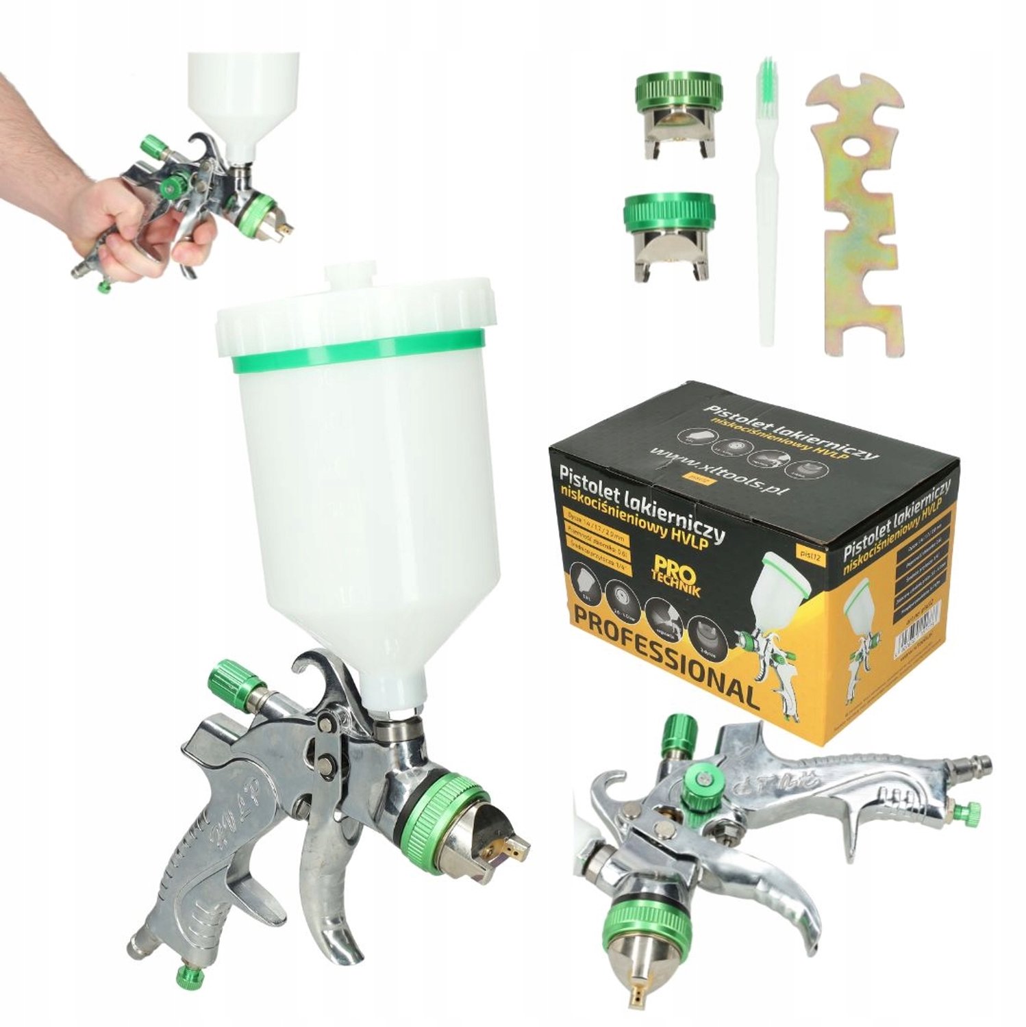 HVLP Spuitpistool PRO-TECHNIK met 3 spuitmonden - 600ml tank