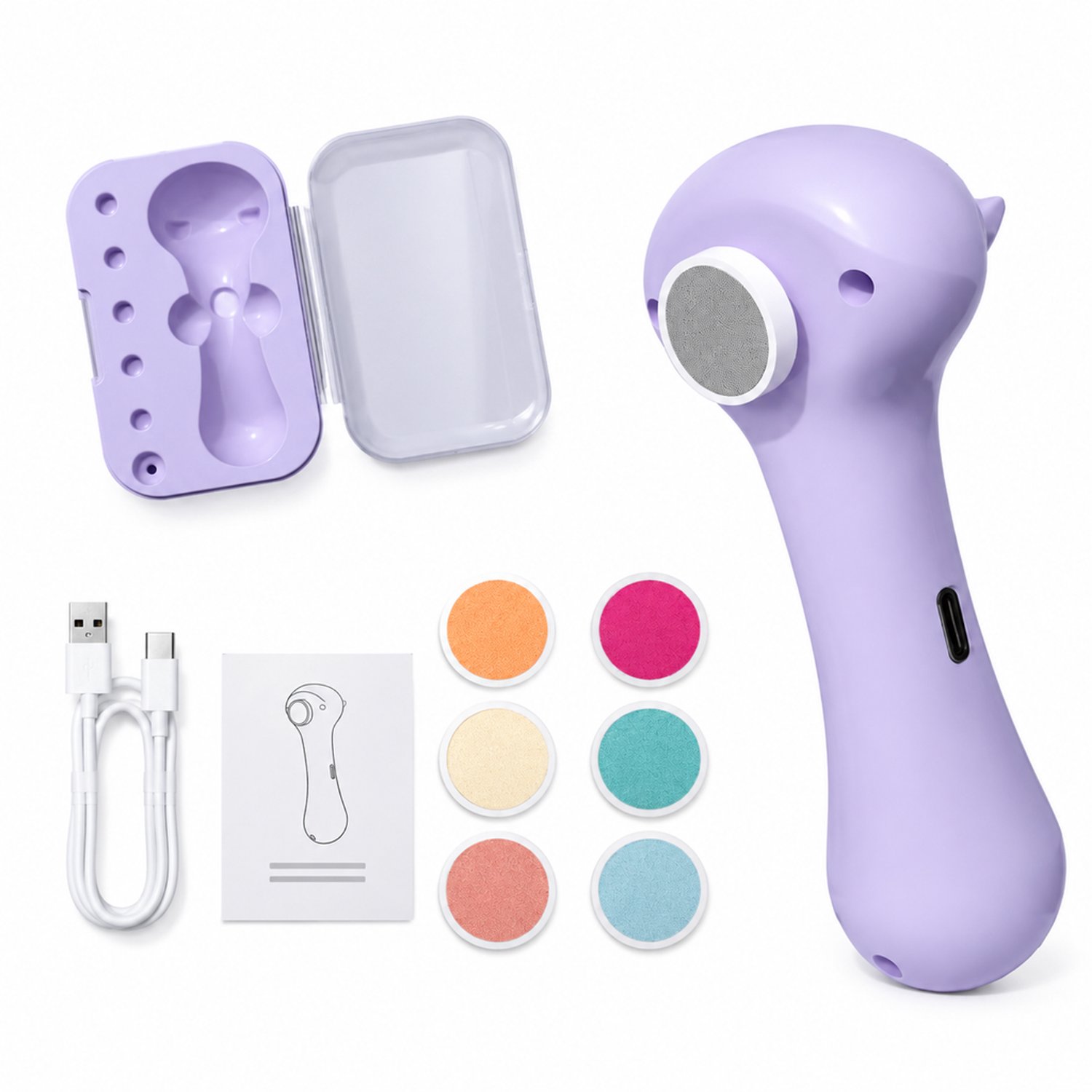 Elektrische nagelknipper - paars - met nagelvijlkop - voor dagelijks thuisgebruik - inclusief datakabel en handleiding