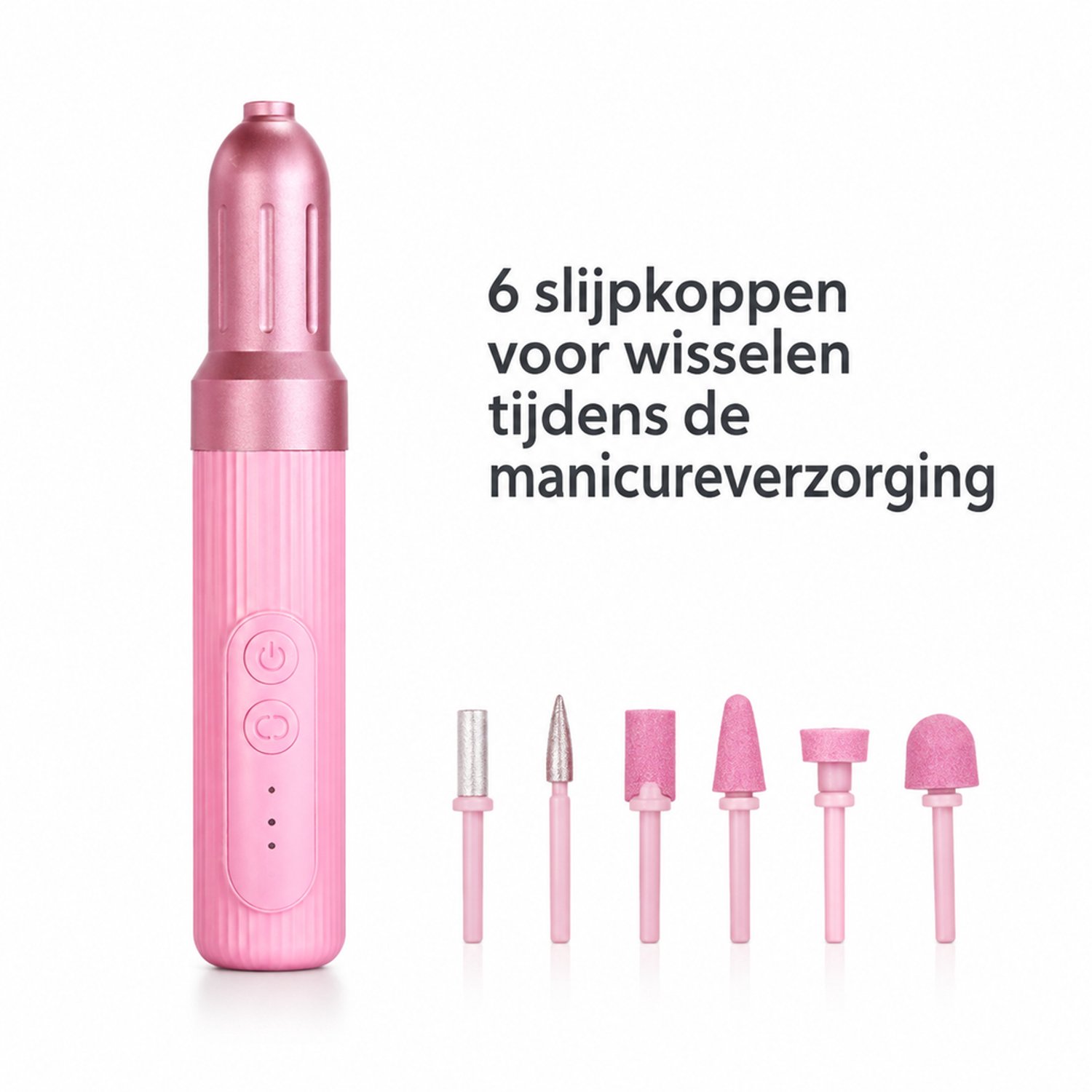 elektrische nageltrimmer - roze M8 - USB Type-C opladen - voor manicureverzorging - met 6 slijpkoppen