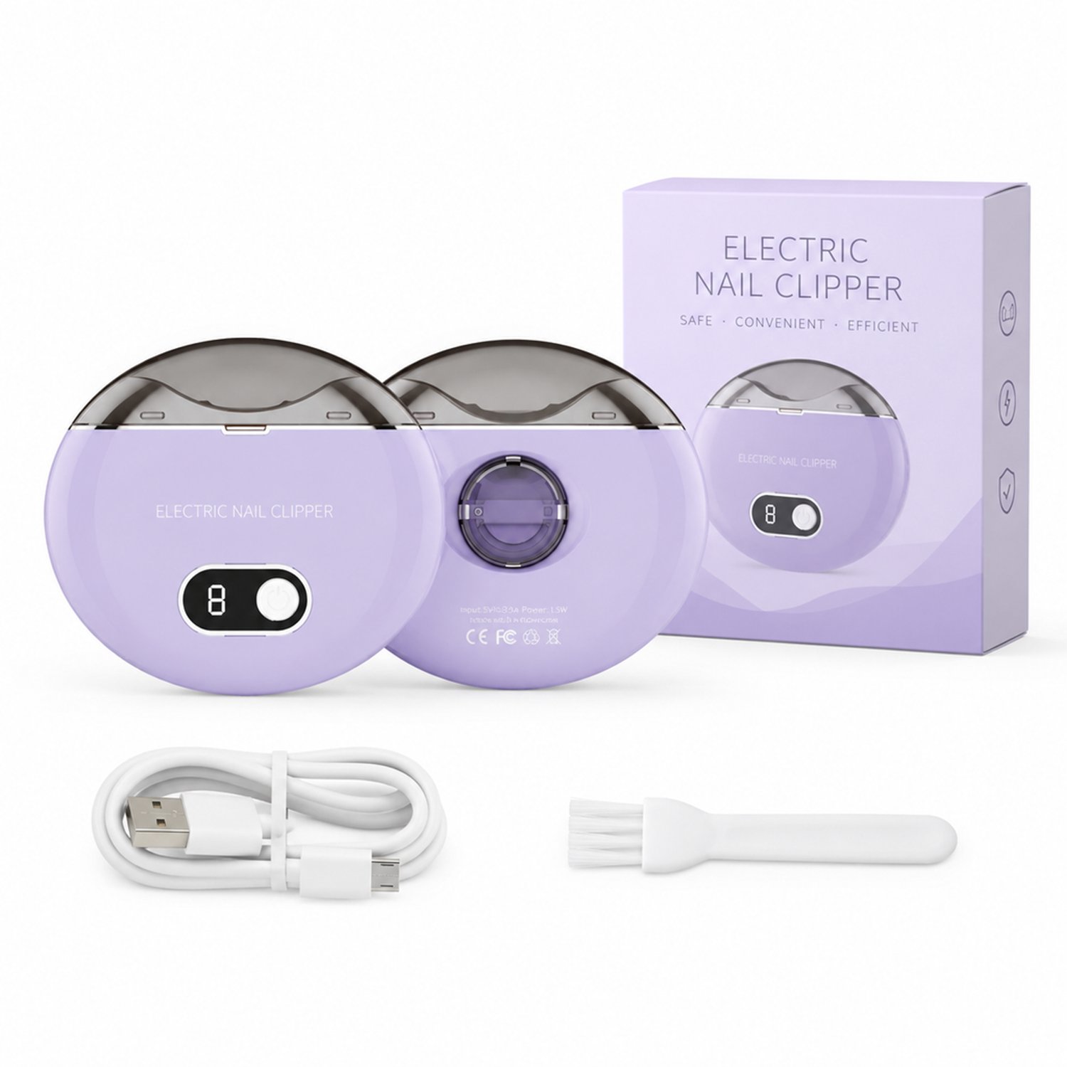 elektrische nagelknipper - Tweede generatie, paars - USB-oplaadbaar met standweergave - Voor thuis - Engelstalige verpakking
