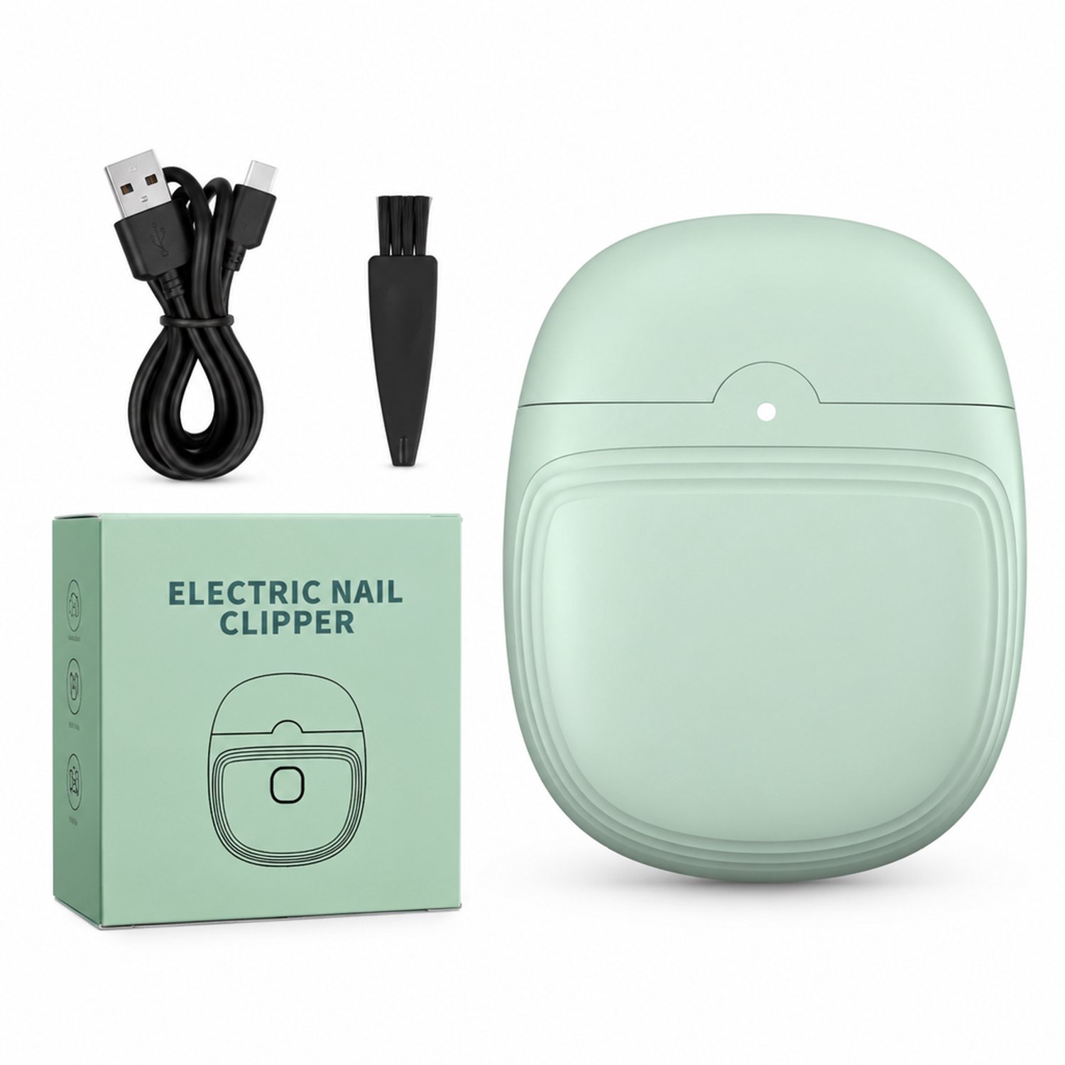 Elektrische nagelknipper - 2 snelheden - USB-oplaadbaar - voor dagelijkse nagelverzorging - theegroene verpakking in het Engels