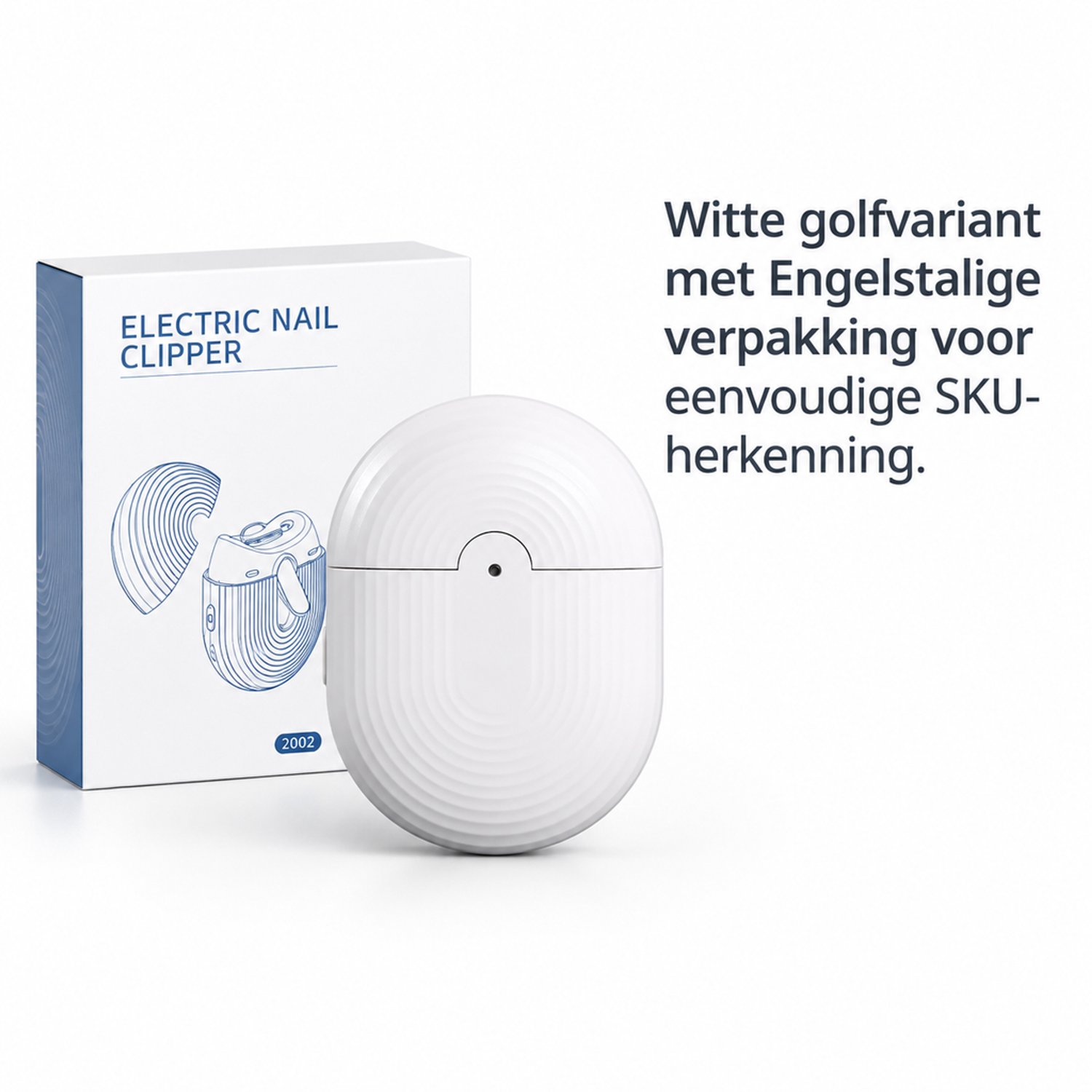 elektrische nagelknipper - witte golfvariant - Engelstalige verpakking - basisverpakking