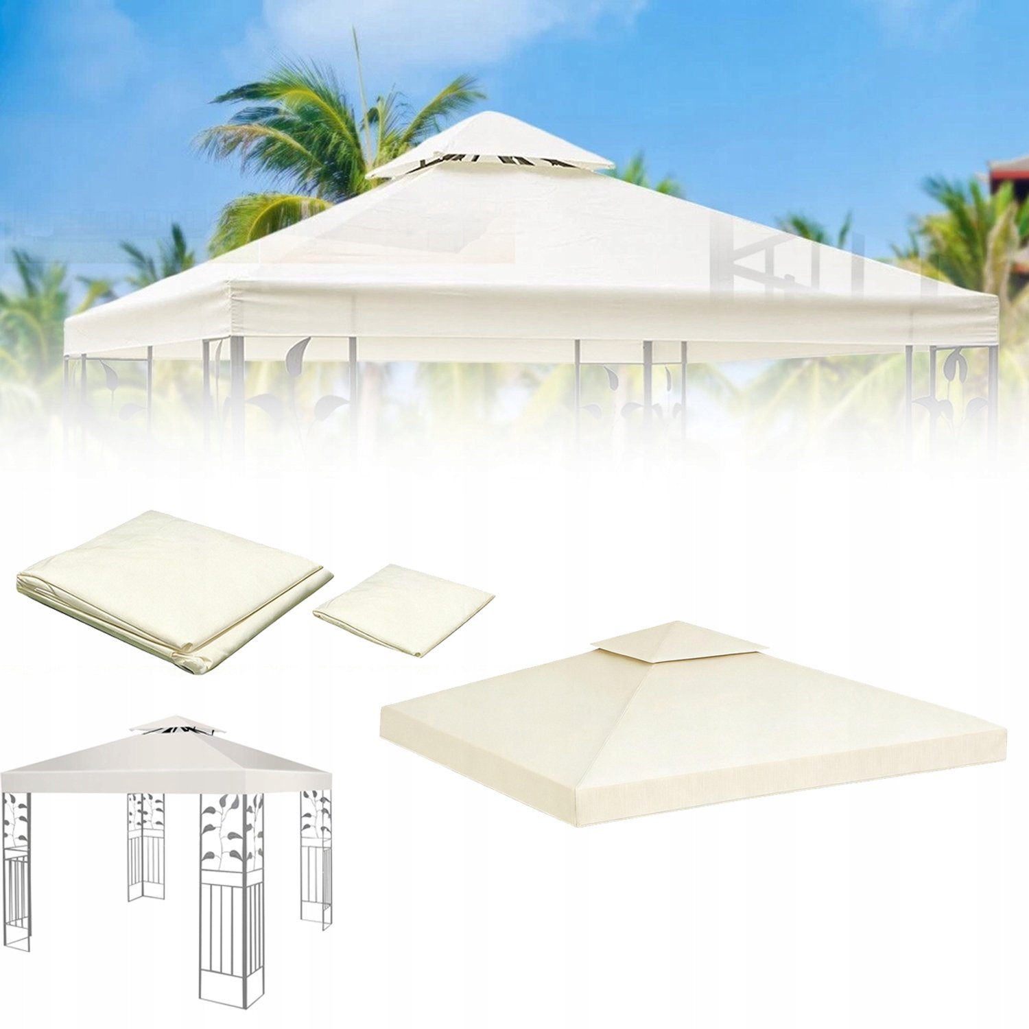 Dakzeil voor Partytent 3x3m Beige - UV- en Waterbestendig