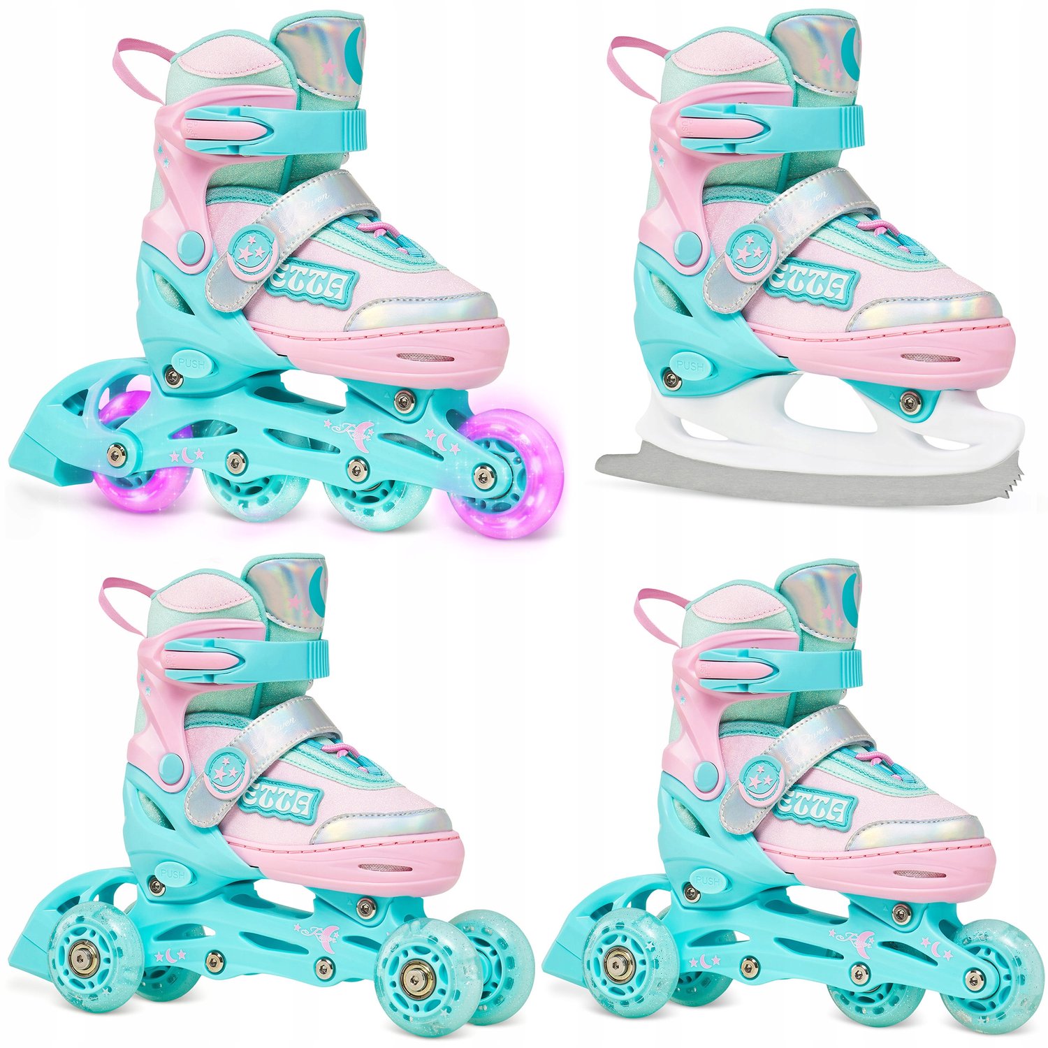 RAVEN Etta 4-in-1 Kinderrolschaatsen/Schoenen met LED Wielen