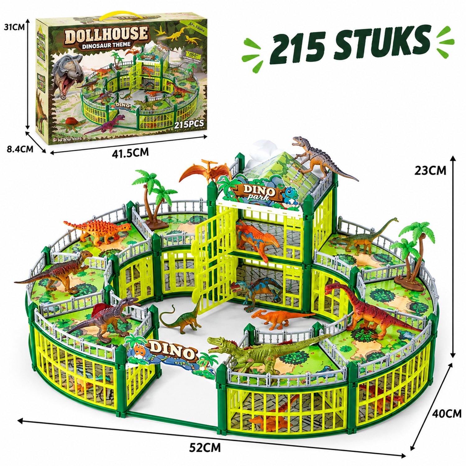Meedeer Dinosaurus-Vechtarena Blocks Bouwsets-3D Puzzel-Mini Bricks Bouwsteen met dinosaurussen-Houten modelbouw-Cadeau voor Meisjes en Jongens vanaf 7 Jaar(Groen)