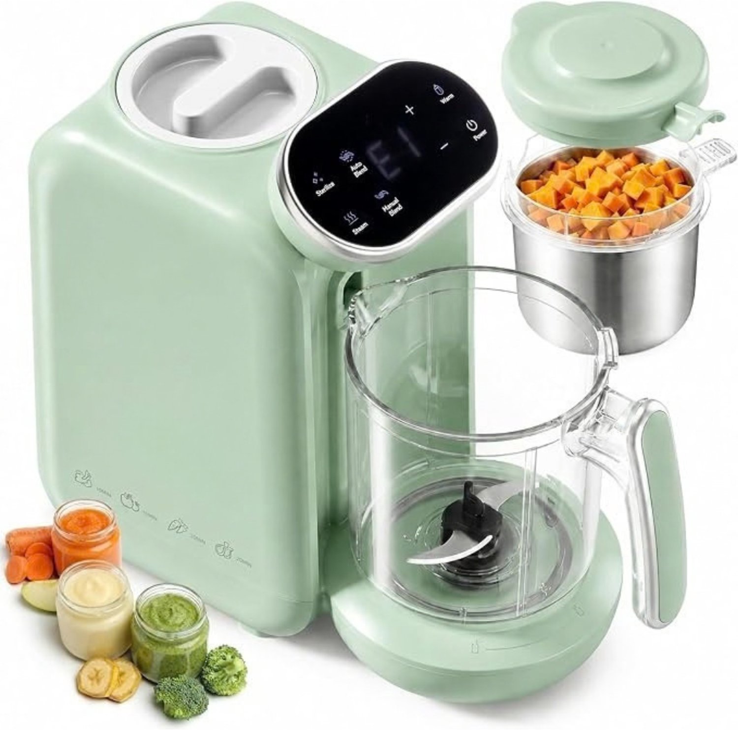 Thuys - Babyvoedingmaker 5-in-1 – Babyvoeding Stomer & Blender – 300W – Melkverwarmer & Sterilisator – 750 ml – RVS Stoommand – Automatische Reiniging – Babygeel
