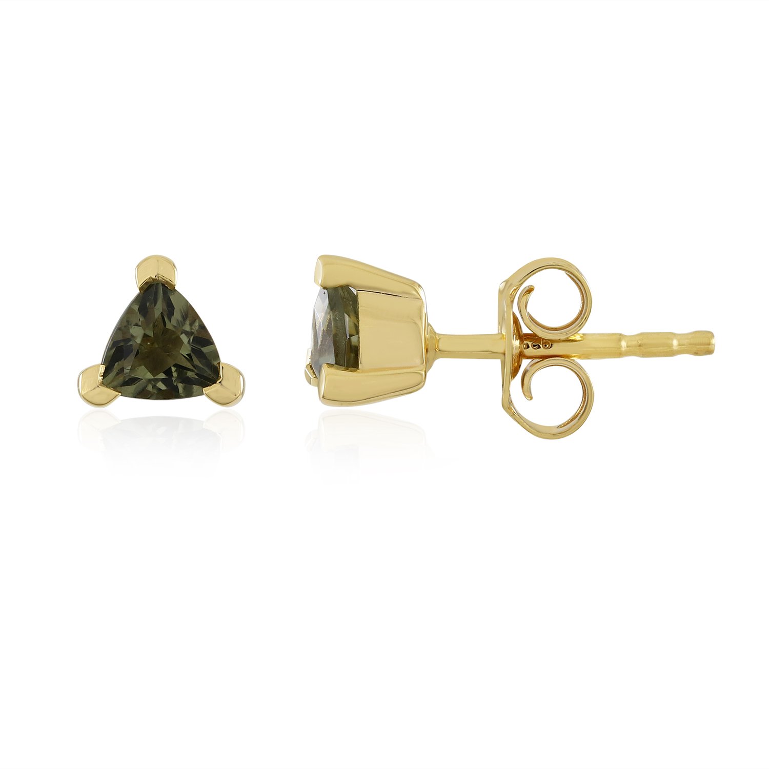 Cavill - 925 Sterling Zilver Oorbellen - 18K Goud Verguld - Moldaviet Trilliant 0,322 ct - Groene Edelsteen - Stijlvol & Elegant
