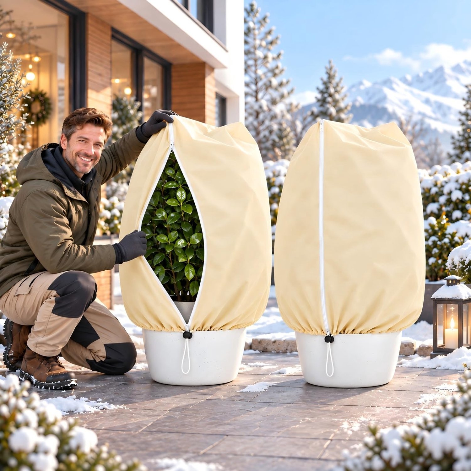 Famanu - Plantenhoes 100×80 cm - Bescherming tegen vorst - Duurzaam vliesdoek - Wit 2 Stuks