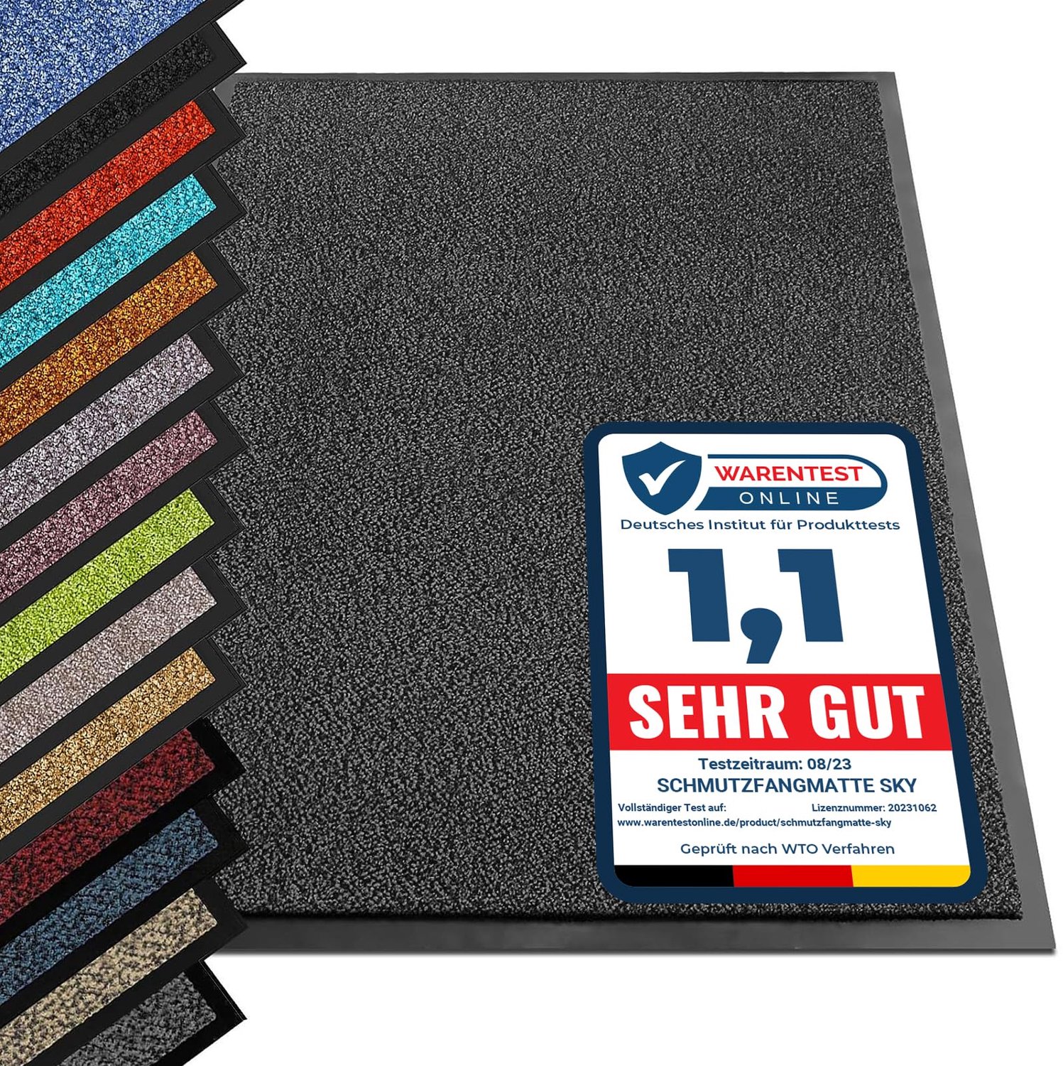Famanu - Vuilvangmat - Houdt vuil en vocht buiten - Duurzaam polyester - Anthraciet-Zwart 1 stuk