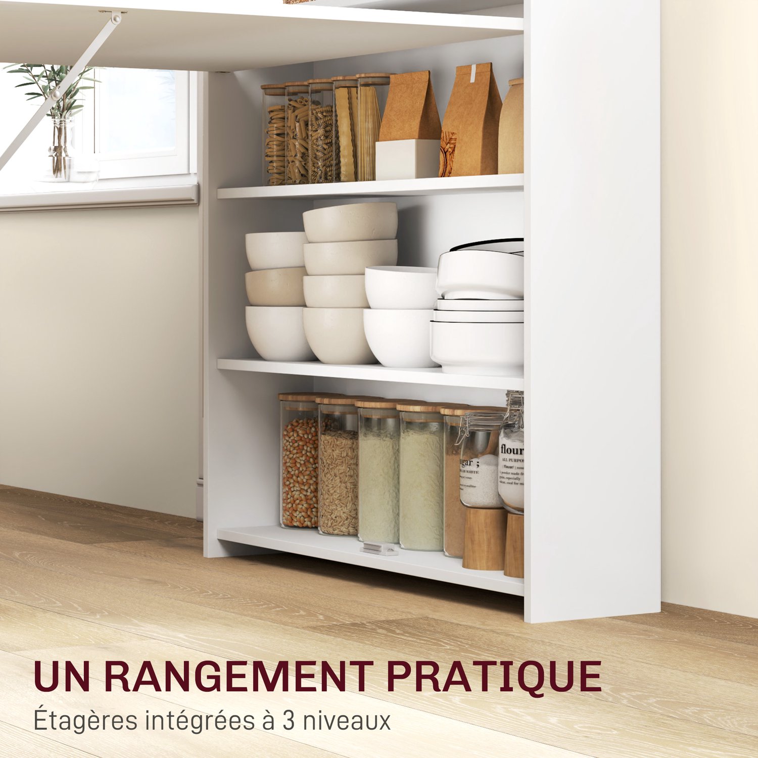 HOMCOM-Opklapbare eettafel - MDF - 78,5x91x93cm - Wit