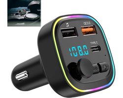 Bluetooth FM Transmitter - Bluetooth Receiver - Handsfree - Auto Lader - Bluetooth Auto Radio - Bluetooth Adapter Auto - 5×5×8cm - zwart