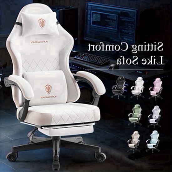 Ergonomische Gamingstoel – Bureaustoel – Computerstoel – Office Chair – Zwarte Racingstoel – Verstelbare Lendensteun – Voetsteun Met Veerkussen — afbeelding 2