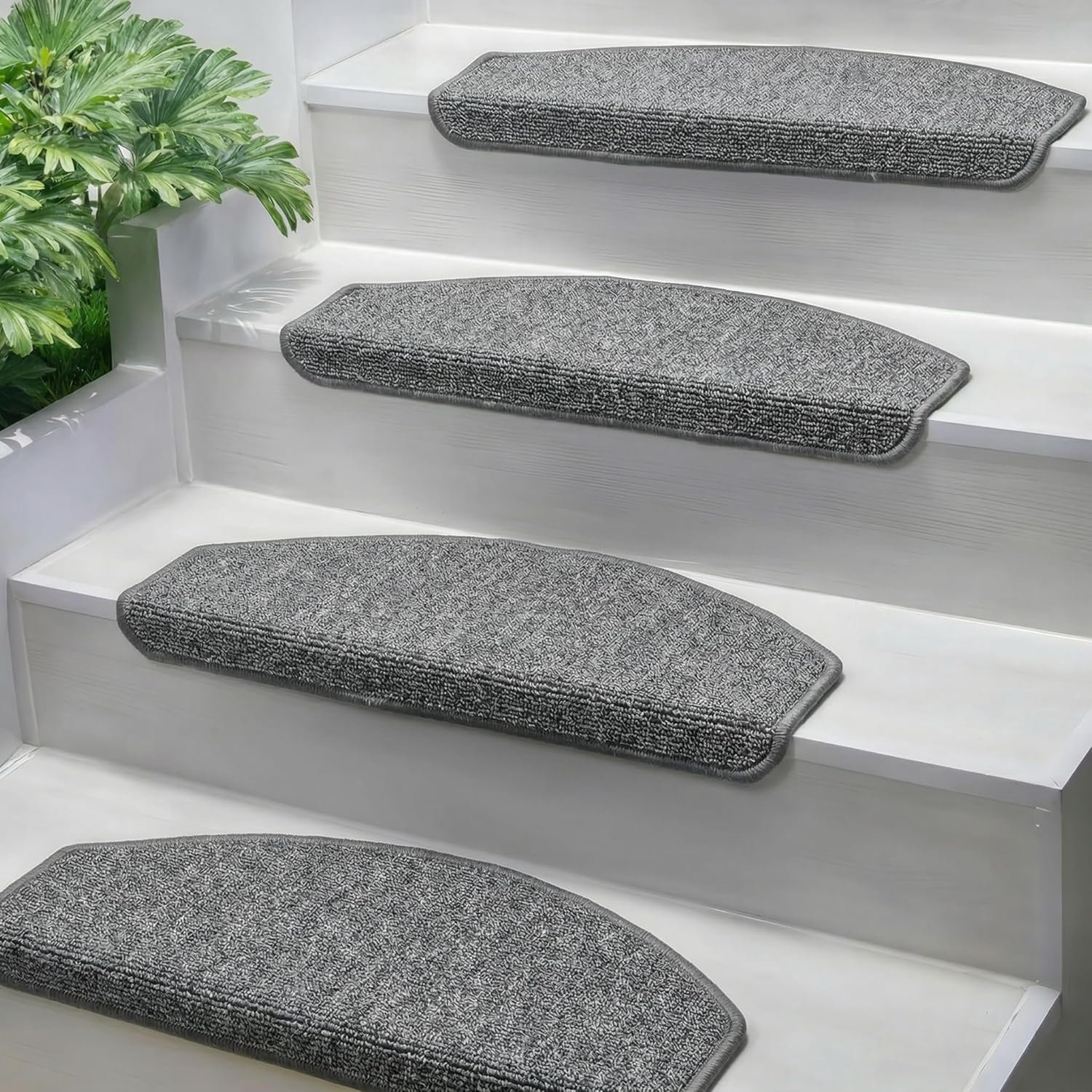 Famanu – Zelfklevende trapmatten set van 15 halfronde antislip traptreden 65 x 25 cm trapbeschermers