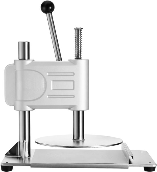 Handmatige pizzadeegpers- 9-5 inch pizzadeegpersplaat- roestvrijstalen broodpers- commerciële chapati-deegmaker- vormmachine met handvat en 100 stuks bakpapier. — afbeelding 5