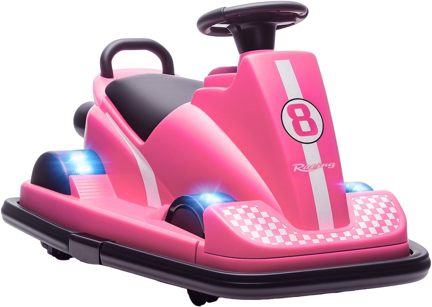 Playon Elektrische botsauto voor kinderen - 360° draaibaar - Met ledverlichting en muziek en beschermende stootrand - 74 x 53 x 48 cm - Roze
