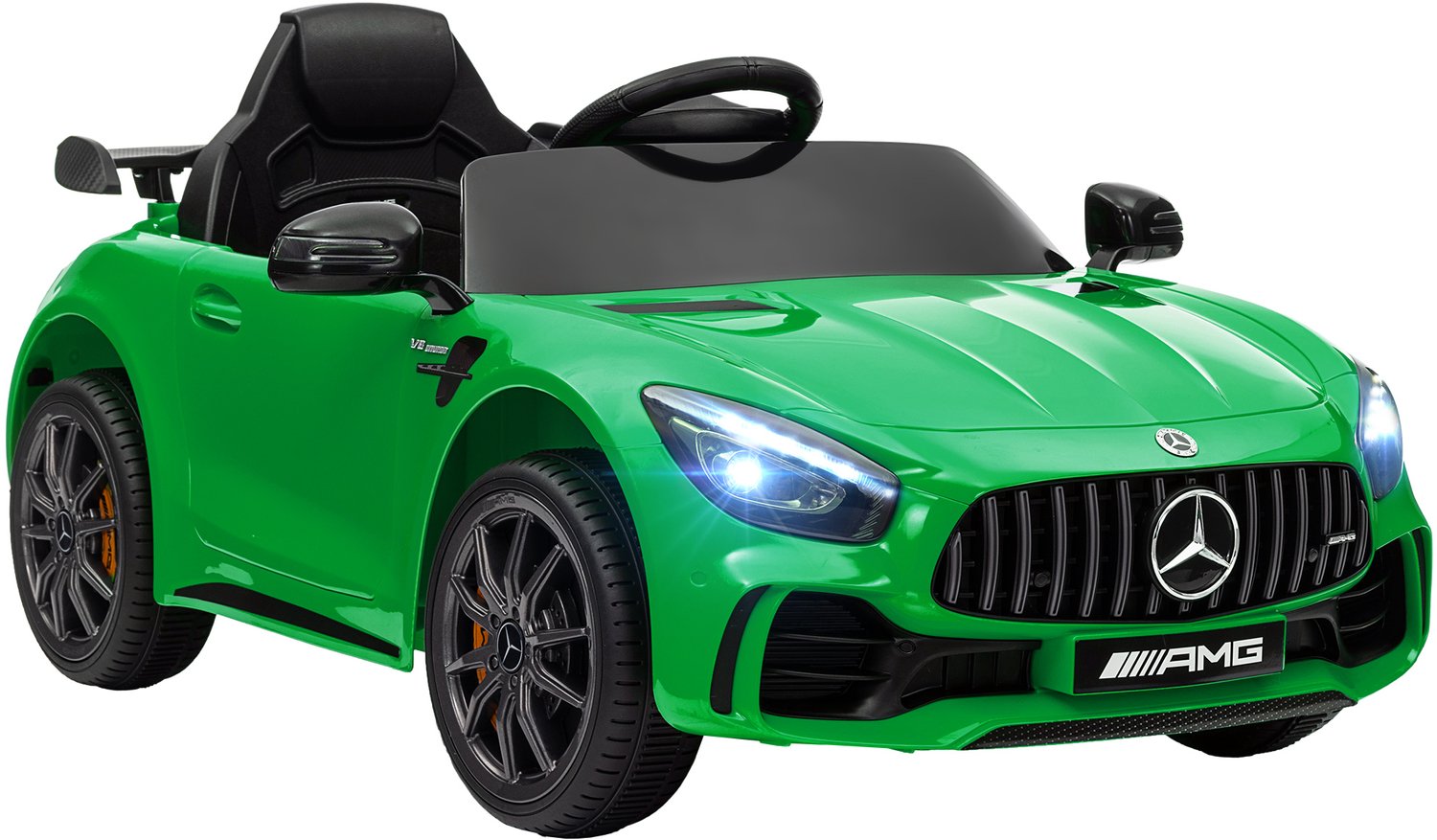 Playon Elektrische kinderauto Mercedes-Benz AMG GTR - Met afstandsbediening en verlichting en muziek - 108 x 67 x 46 cm - Groen