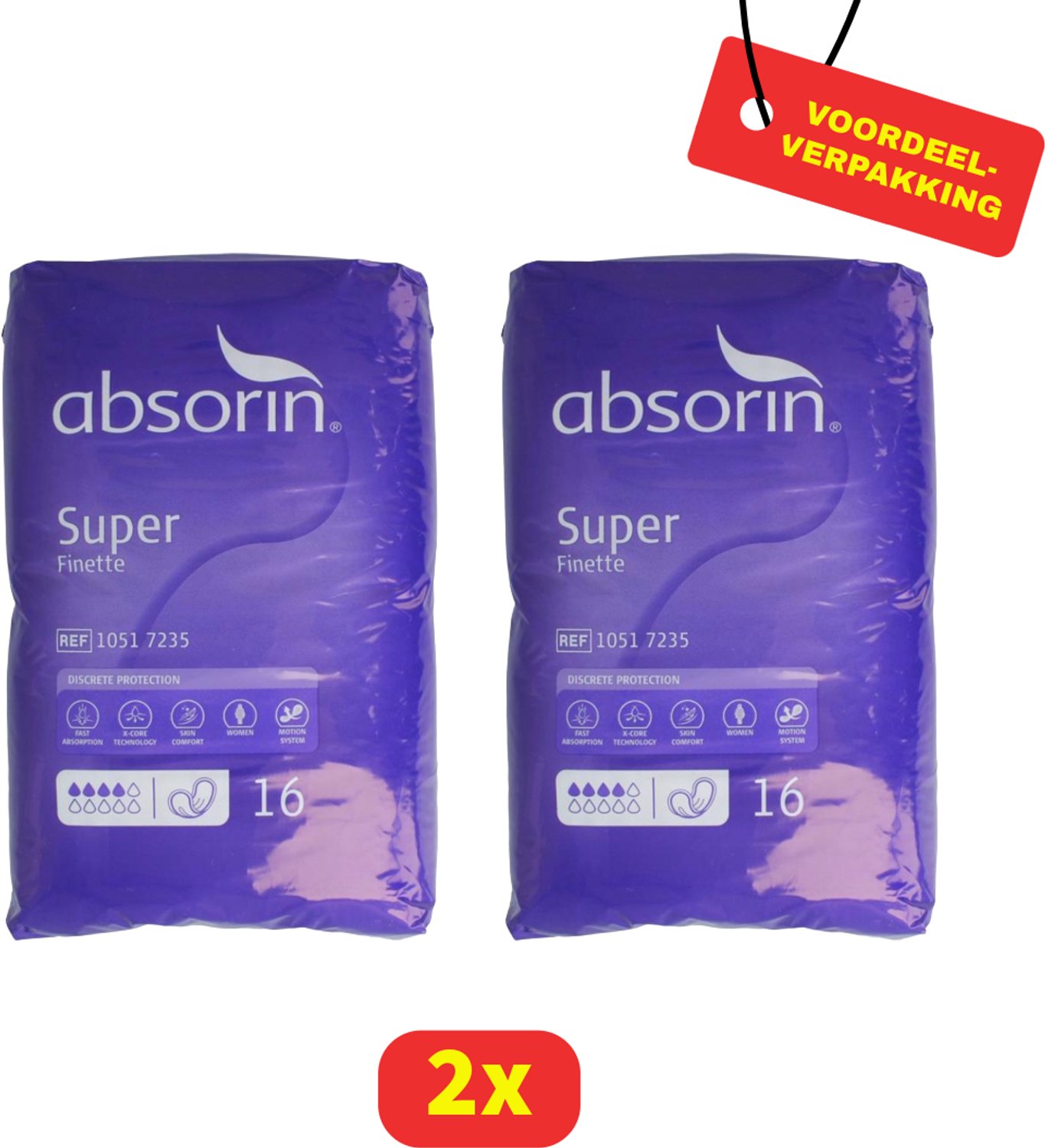 Absorin Comfort Finette Super - 2 x 16 stuks - Voordeelverpakking