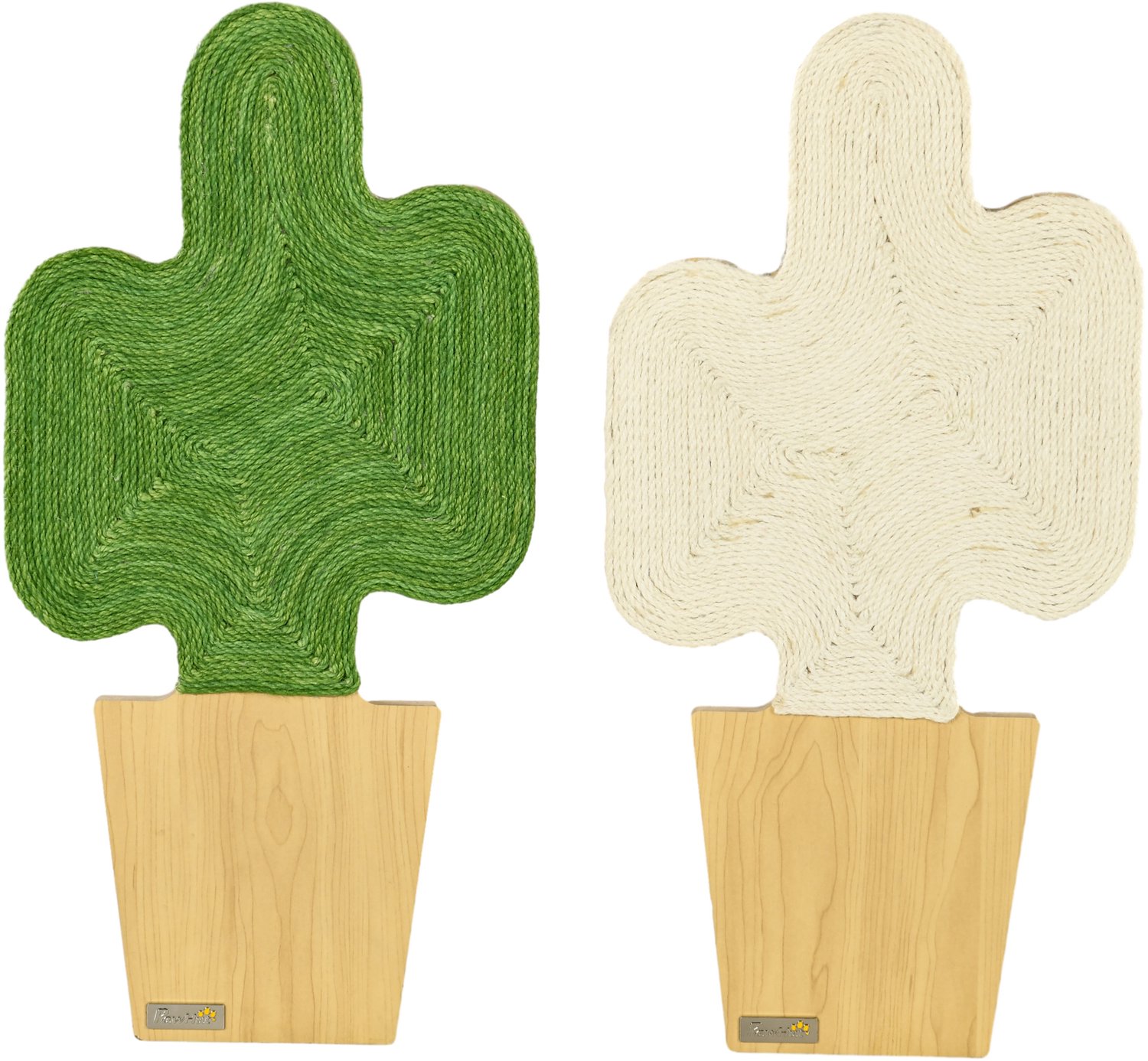 Pawona Krabplank 2-delige set - Met kakteen-design - Voor wandmontage - 30 x 60 cm - Eiken/Wit/Groen
