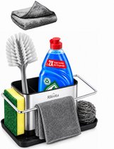 Rilenta Aanrecht Organiser RVS- Inclusief Doekje - Met Vaatdoekhouder - Afdruiprek - Gootsteen Organiser - Keuken Organizer - Zilver