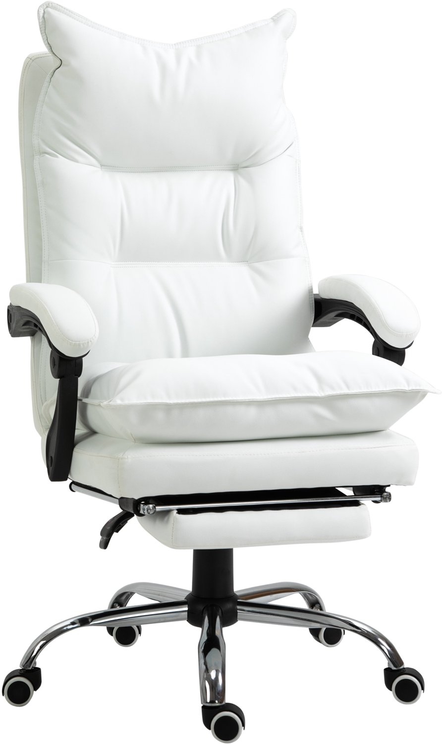 Vinona Ergonomische bureaustoel - Met voetensteun en 155° verstelbare rugleuning - In hoogte verstelbaar - 66 x 72 x 122-130 cm - Wit