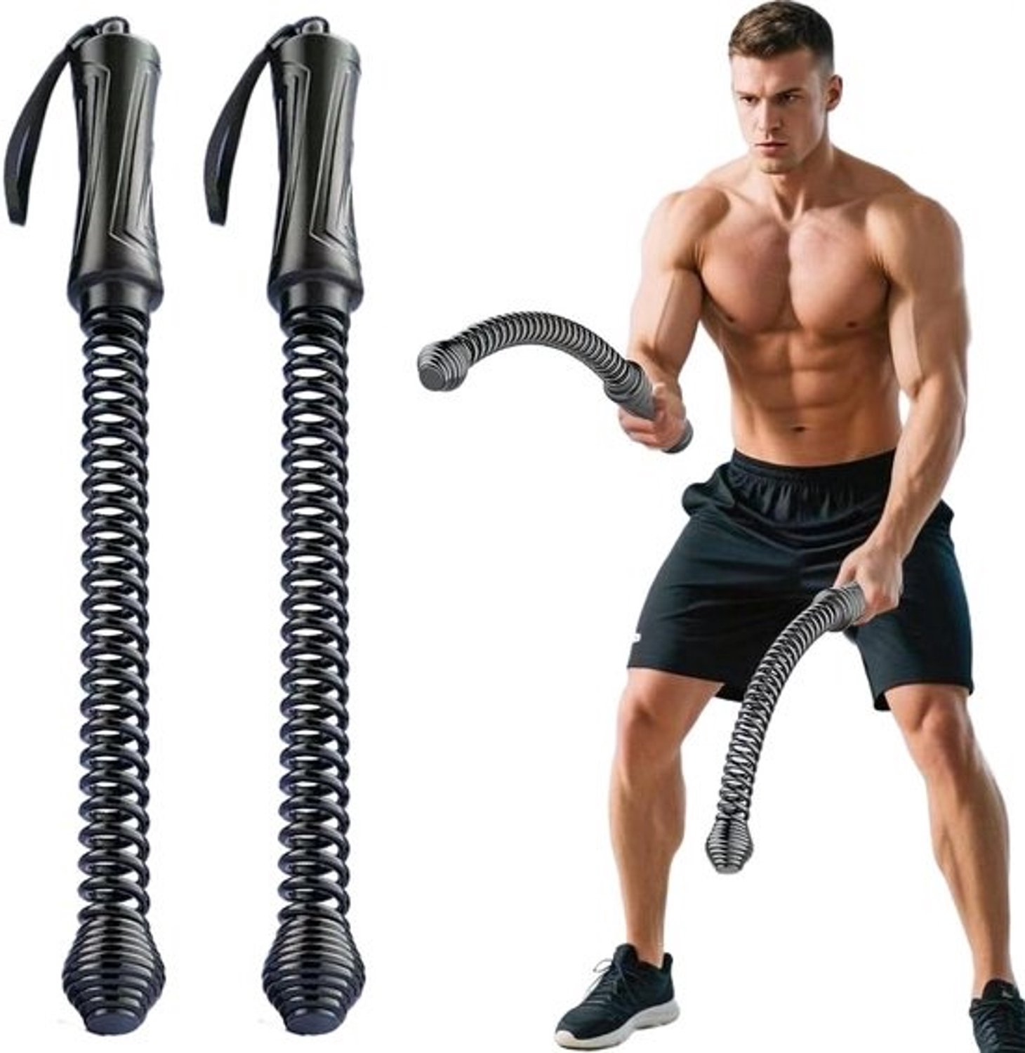 Fitnesskoord - Stalen koord - Voor krachttraining - Geruisloos systeem - 762g - Zwart