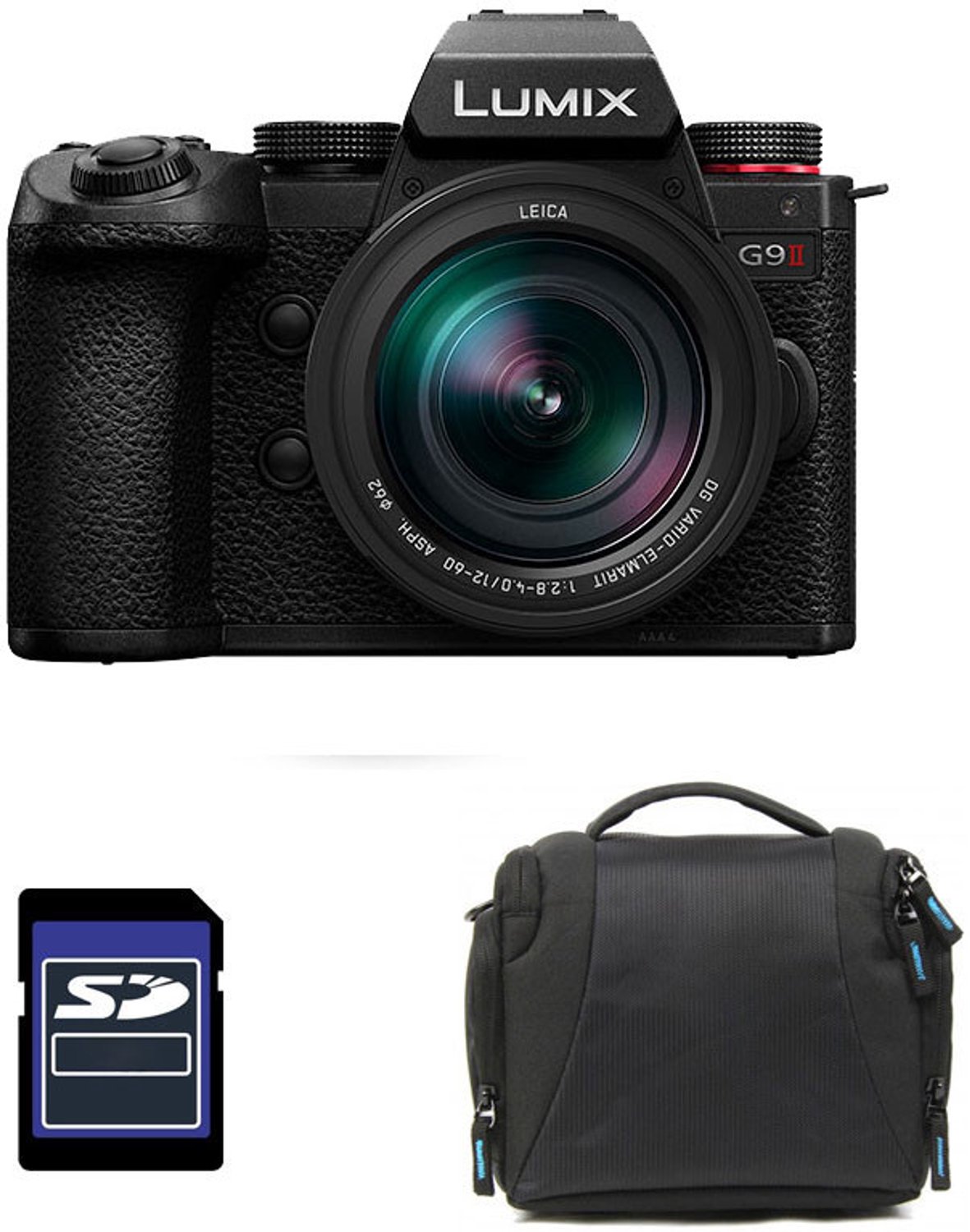 PANASONIC LUMIX G9 II Schwarz + 12-60 mm f/2.8-4.0 + Tasche und 4-GB-SD-Karte