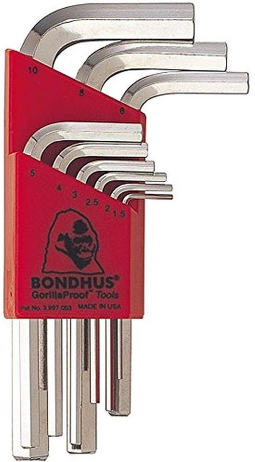 Zeskantige hoeksleutelset - inbussleutelset - voor mechanische klussen - 9-delig kort model - metrisch 1.5-10 mm - meerkleurig