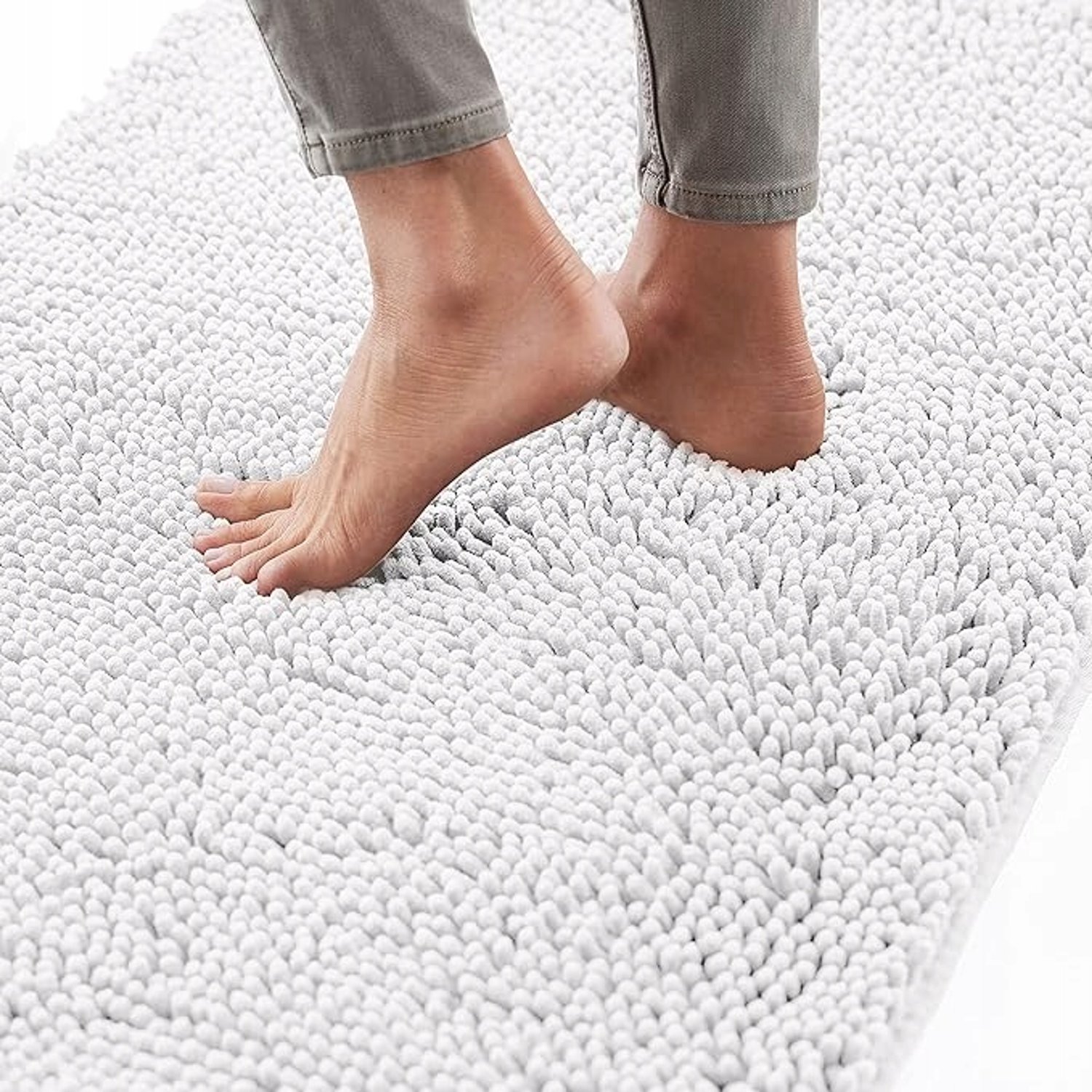 Zachte Witte Shaggy Badmat 43x61cm - Antislip & Wasbaar