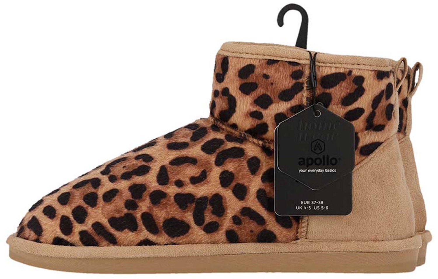 Apollo dames home boots - suedine - leopard/panter print - gevoerd - maat 41/42