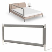 HeppieBabie Bedhekje grijs - 150 cm - Verstelbare bedhek - Met opvangnet en montageaccessoires