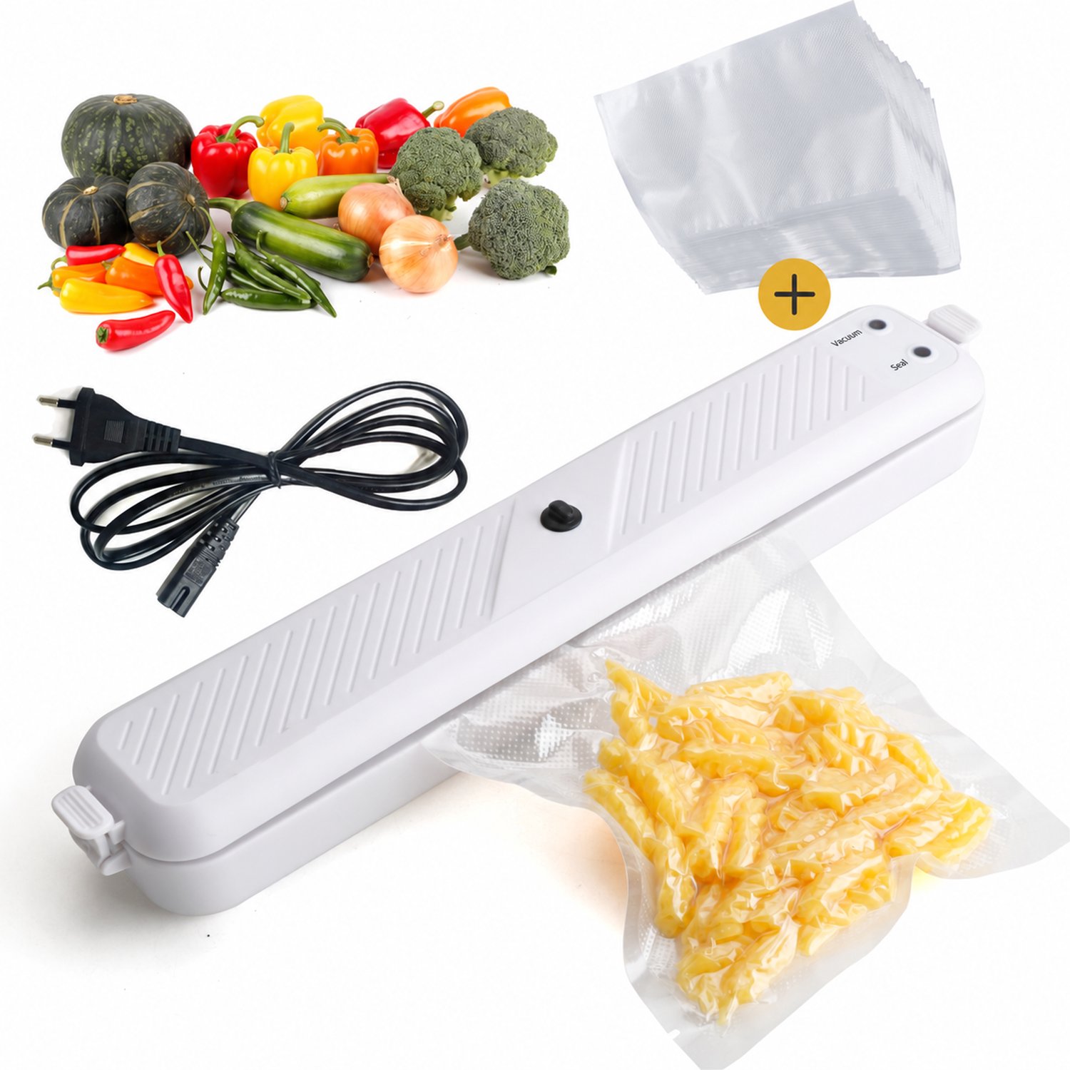 Bol.com Gtrise Vacumeermachine - Vacuümmachine en vacuum sealer voor voedsel - Inclusief 10 vacumeerzakken - Eenvoudig schoon te... aanbieding
