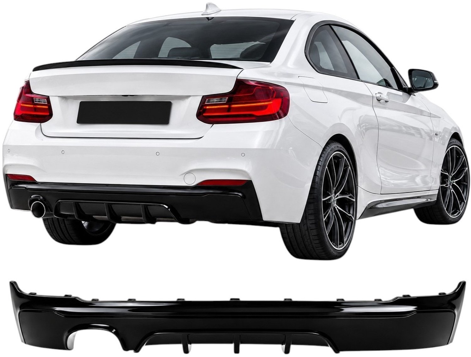 Diffuser Hoogglans Zwart Geschikt voor BMW 2 Serie F22 & F23 2014-2021 Enkele Uitlaat