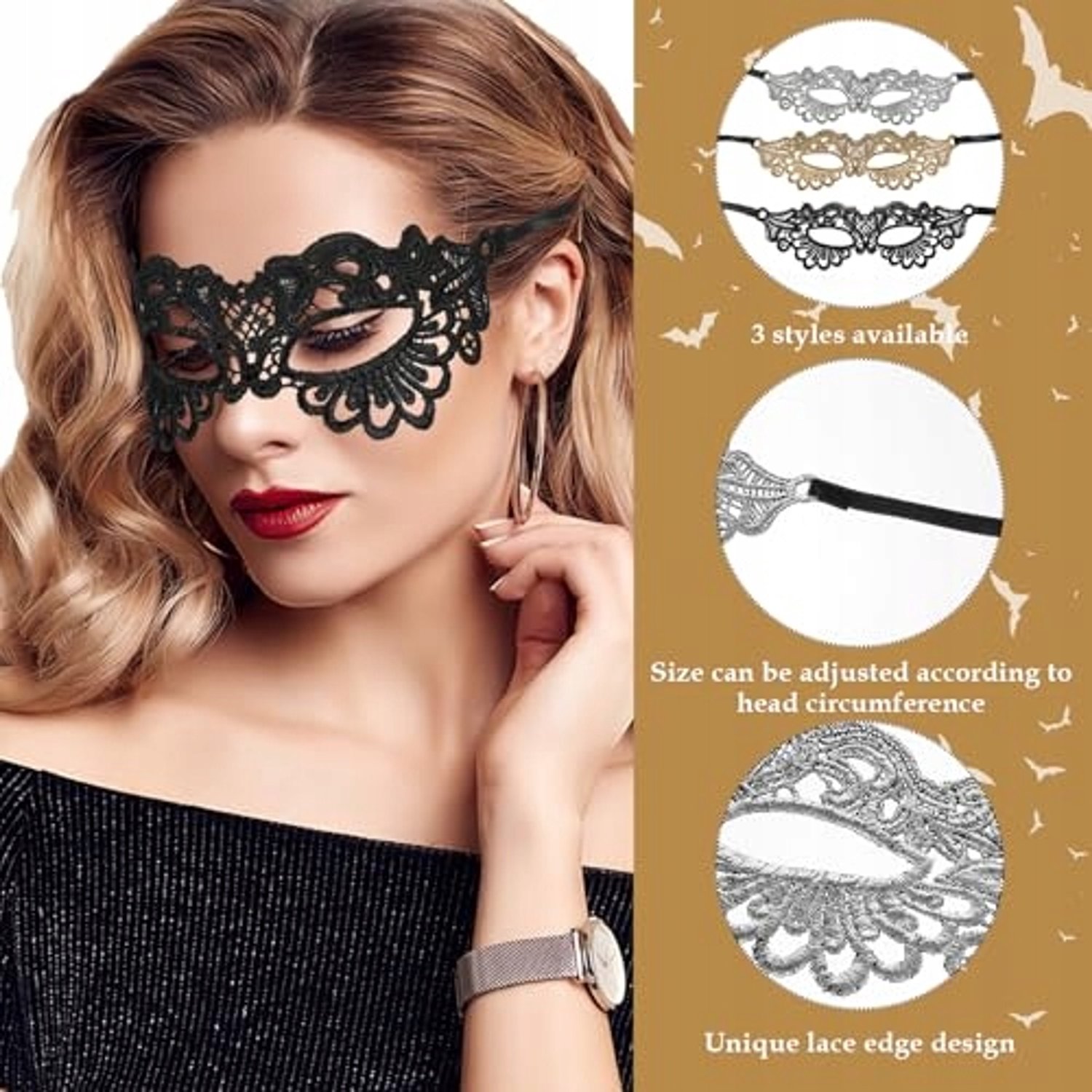 3x Elegante Kant Maskers - Venetiaans & Halloween